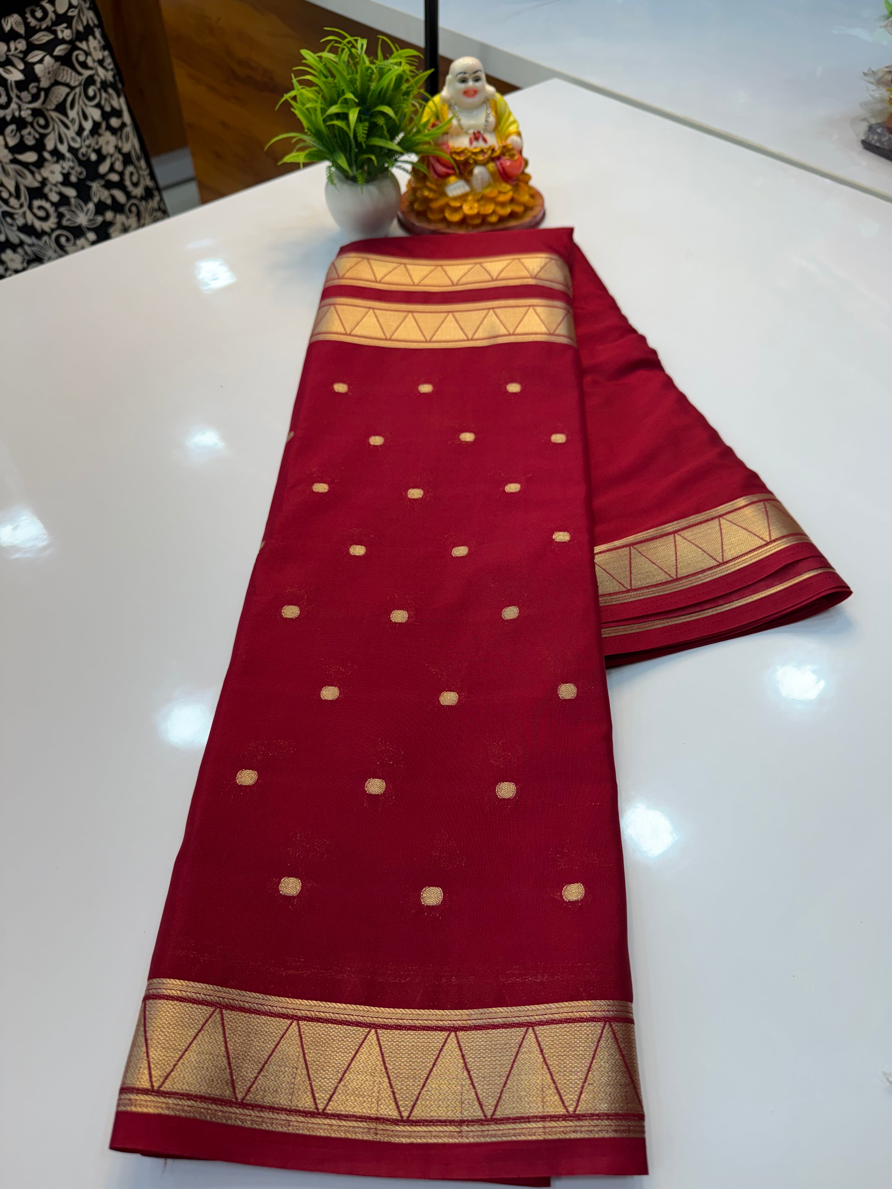 Mysore Crepe Silk Saree with Half & Half Pattern & Chit Pallu…