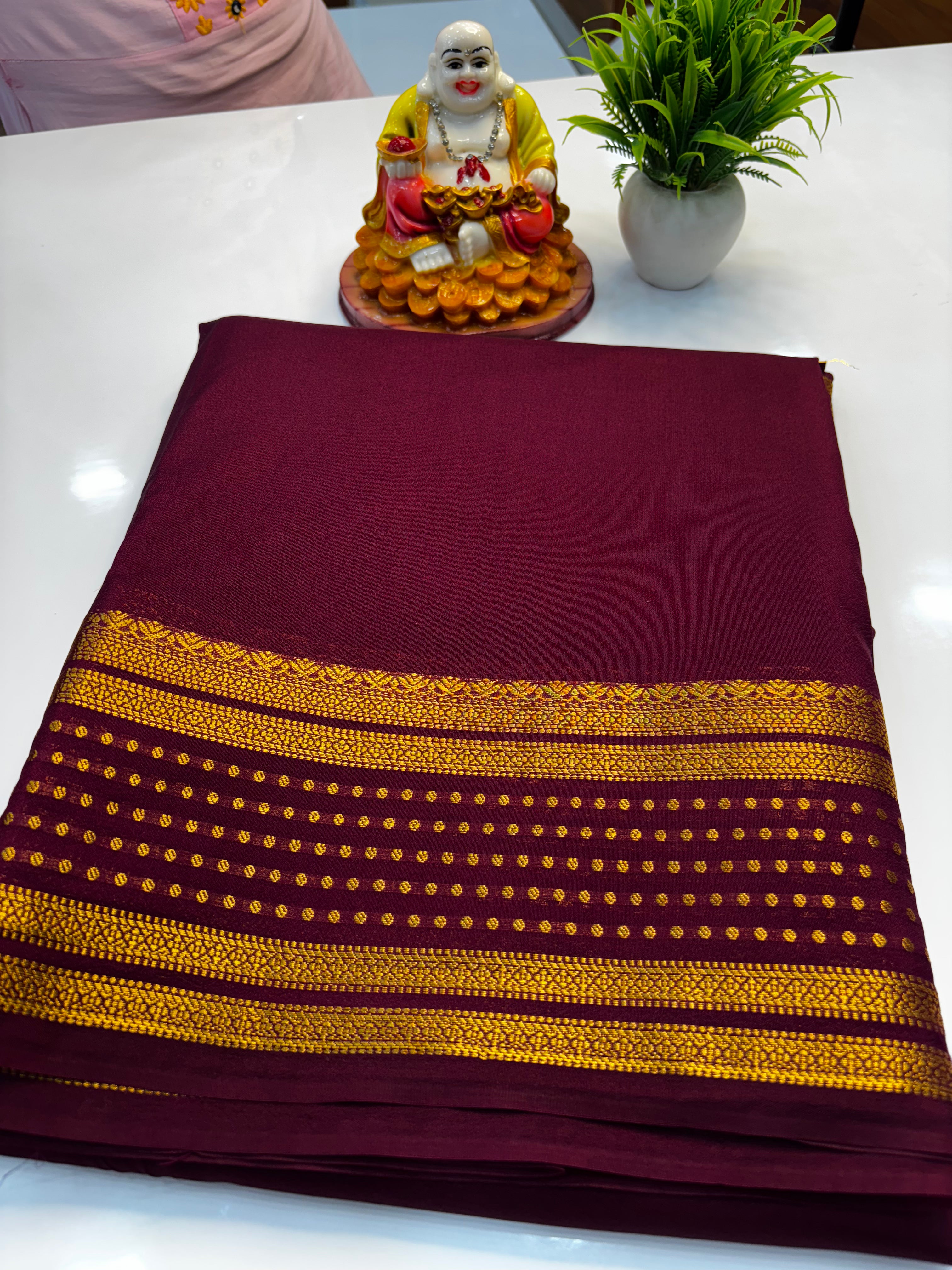 Mysore Crepe Silk Saree with Bindhi Border