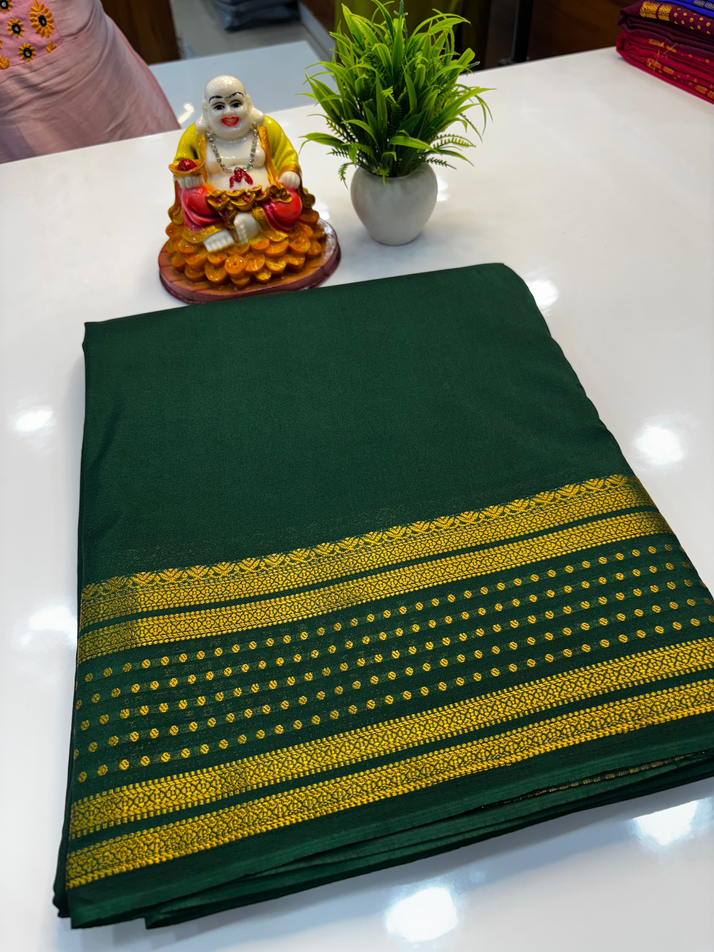 Mysore Crepe Silk Saree with Bindhi Border