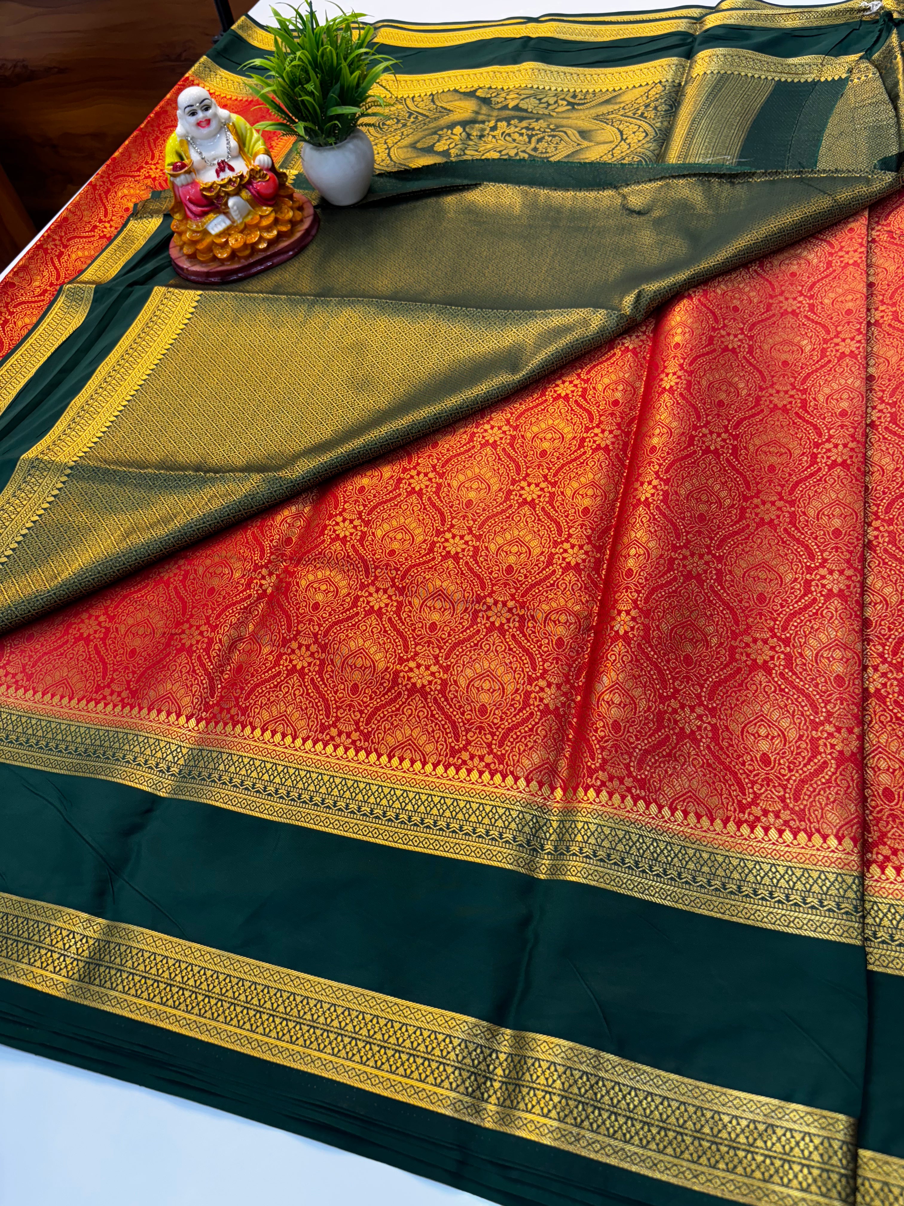 Premium Mysore Crepe Silk Saree with Bentex Border & Brocade Design
