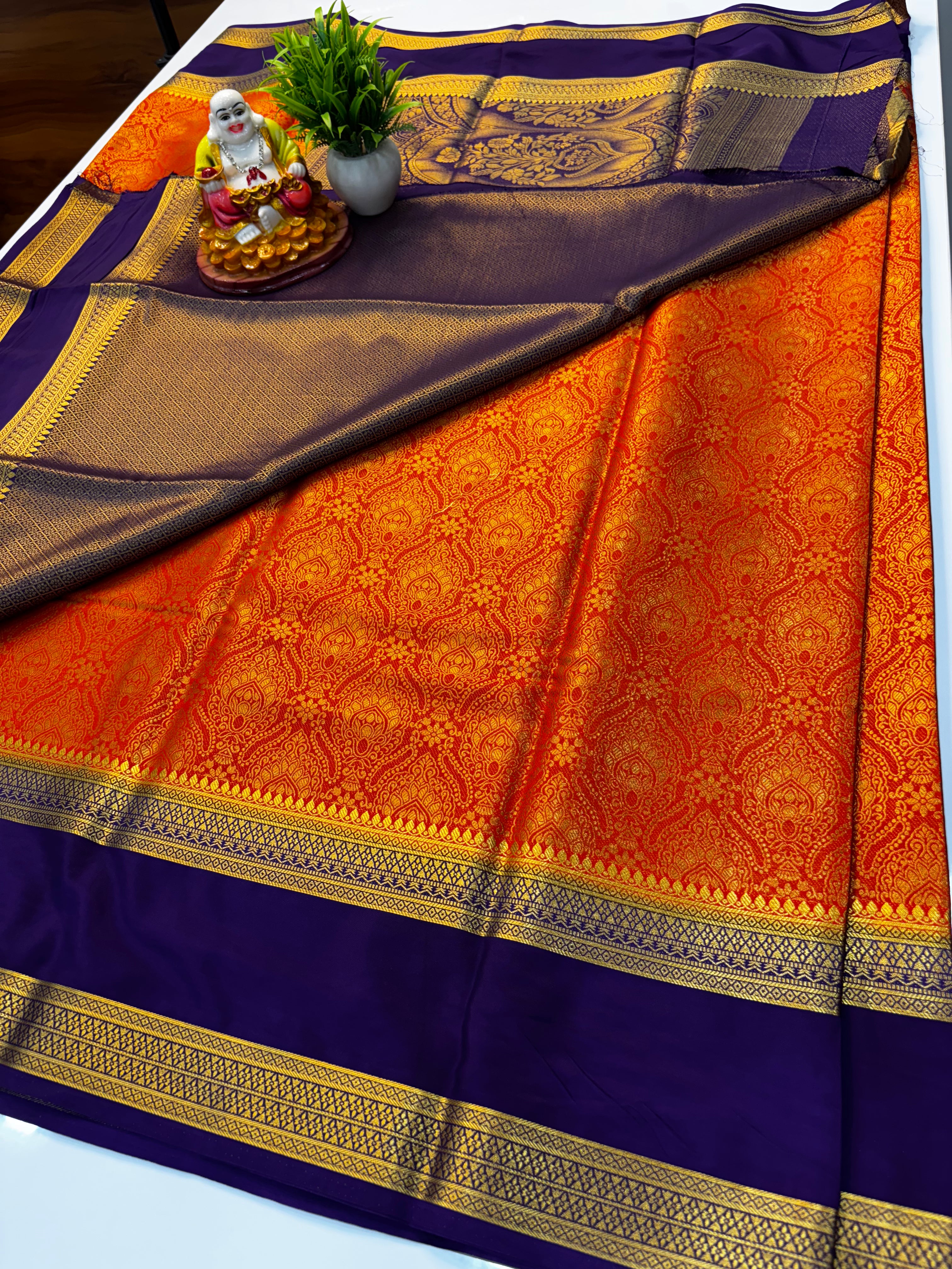 Premium Mysore Crepe Silk Saree with Bentex Border & Brocade Design