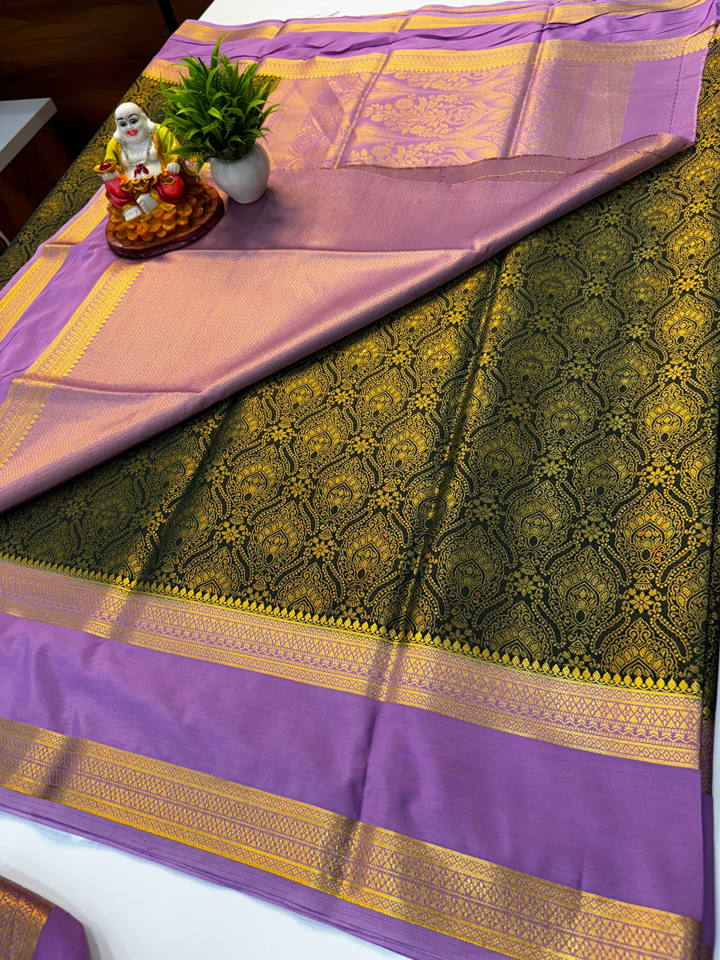 Premium Mysore Crepe Silk Saree with Bentex Border & Brocade Design