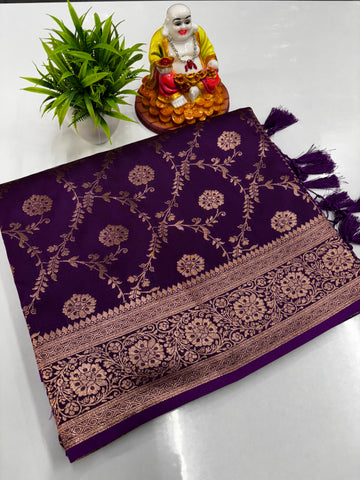 ✨ Premium Satin Saree with Beautiful Meenakari Design ✨