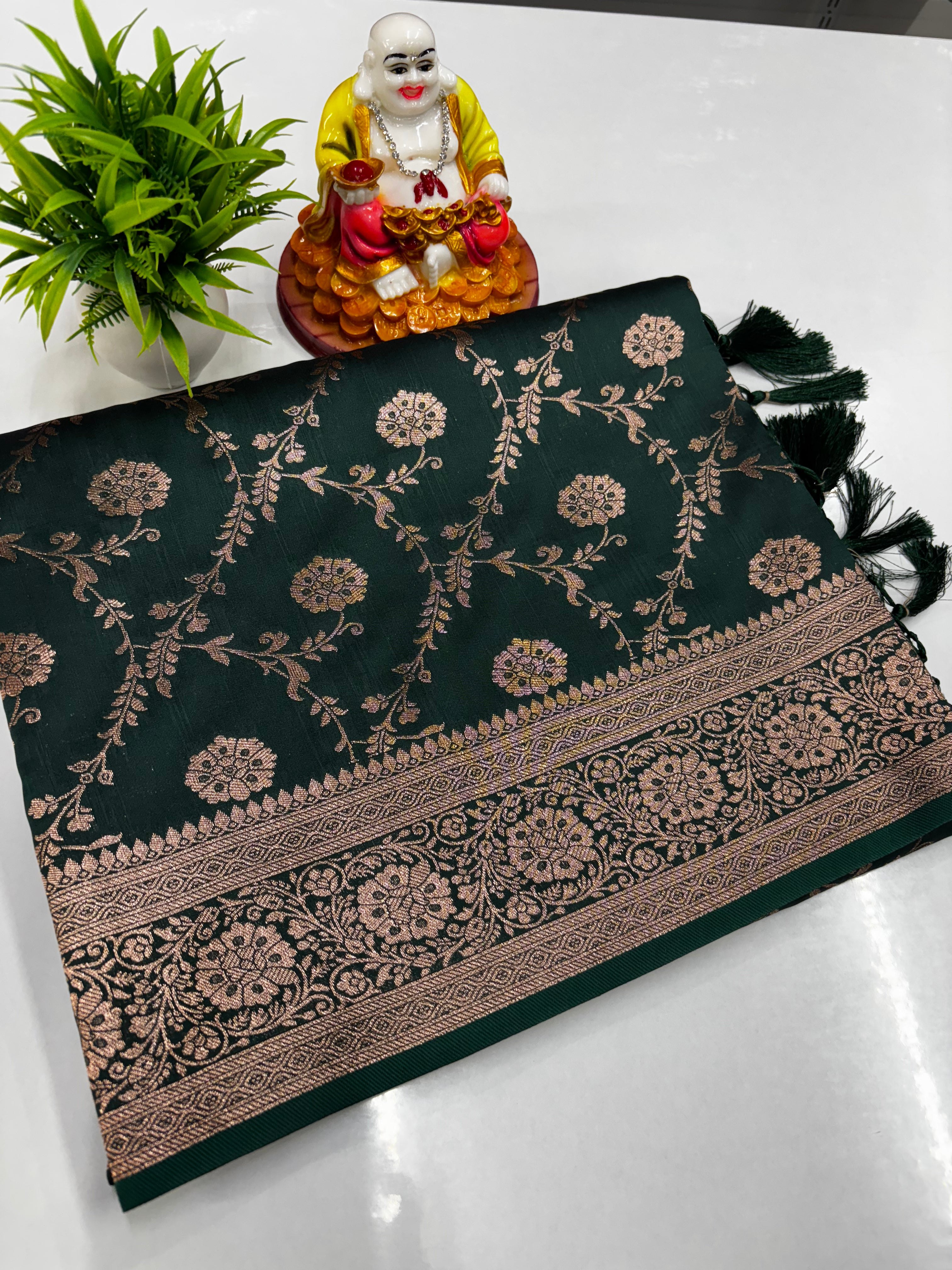 ✨ Premium Satin Saree with Beautiful Meenakari Design ✨