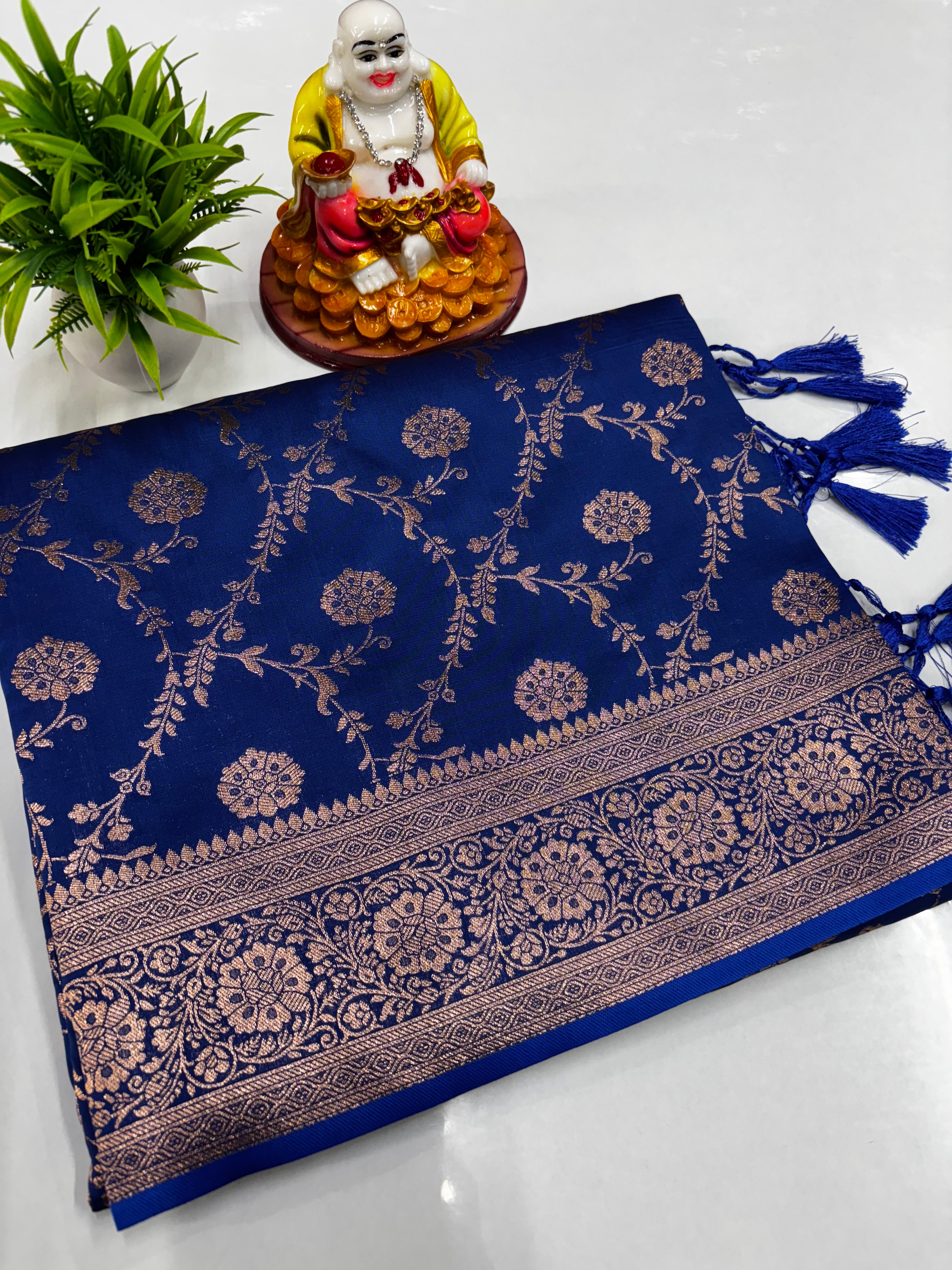 ✨ Premium Satin Saree with Beautiful Meenakari Design ✨