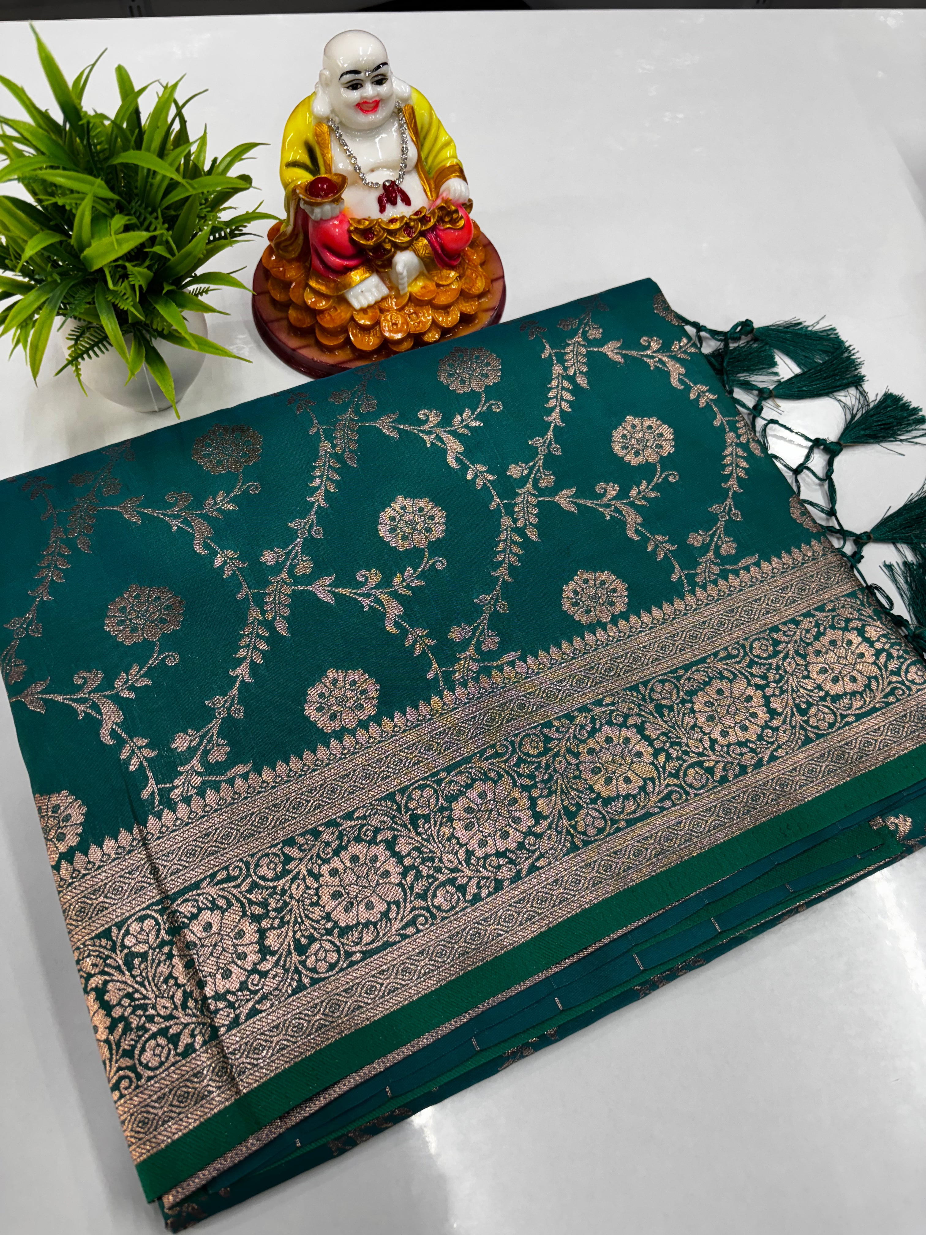 ✨ Premium Satin Saree with Beautiful Meenakari Design ✨