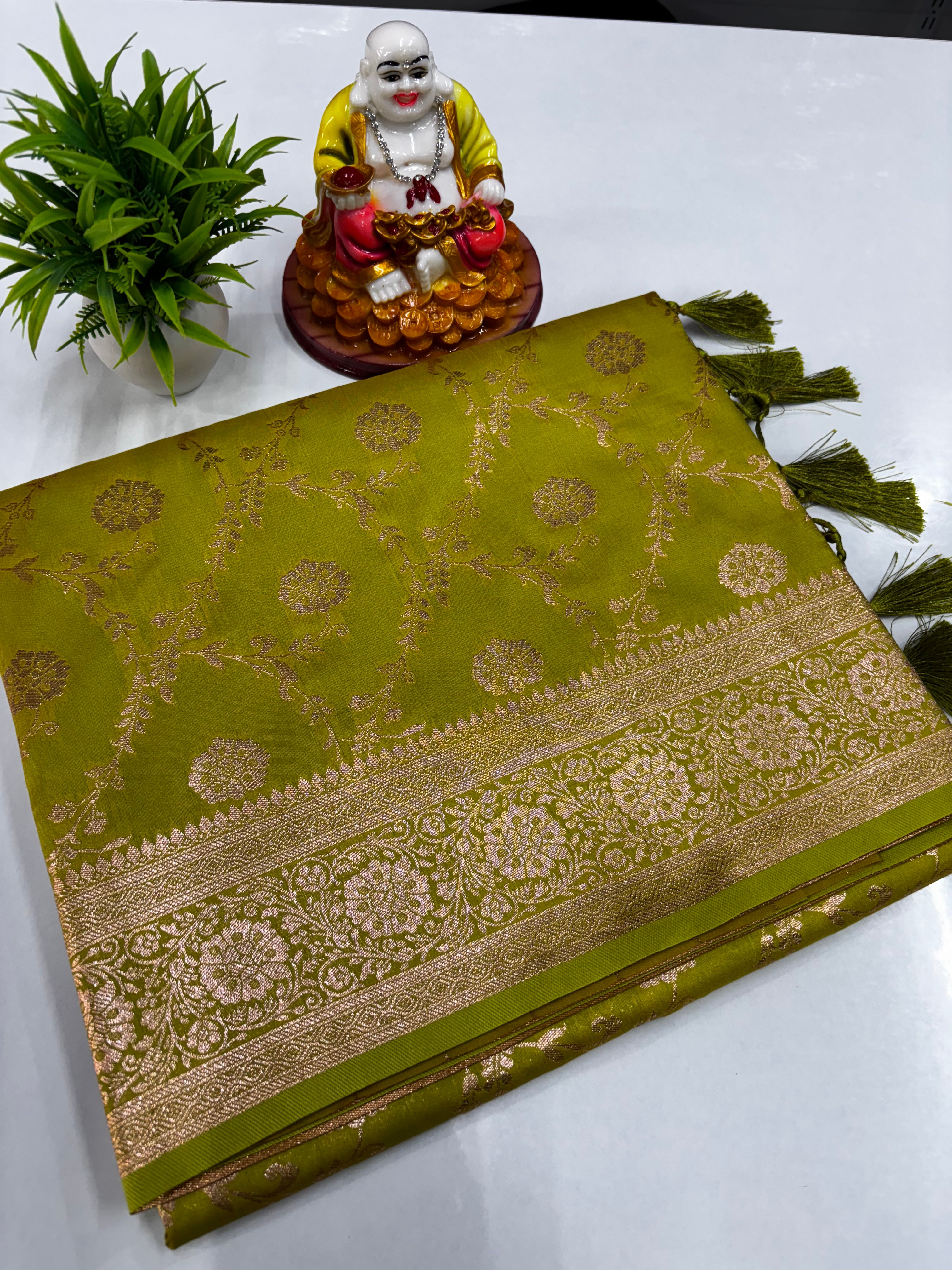 ✨ Premium Satin Saree with Beautiful Meenakari Design ✨