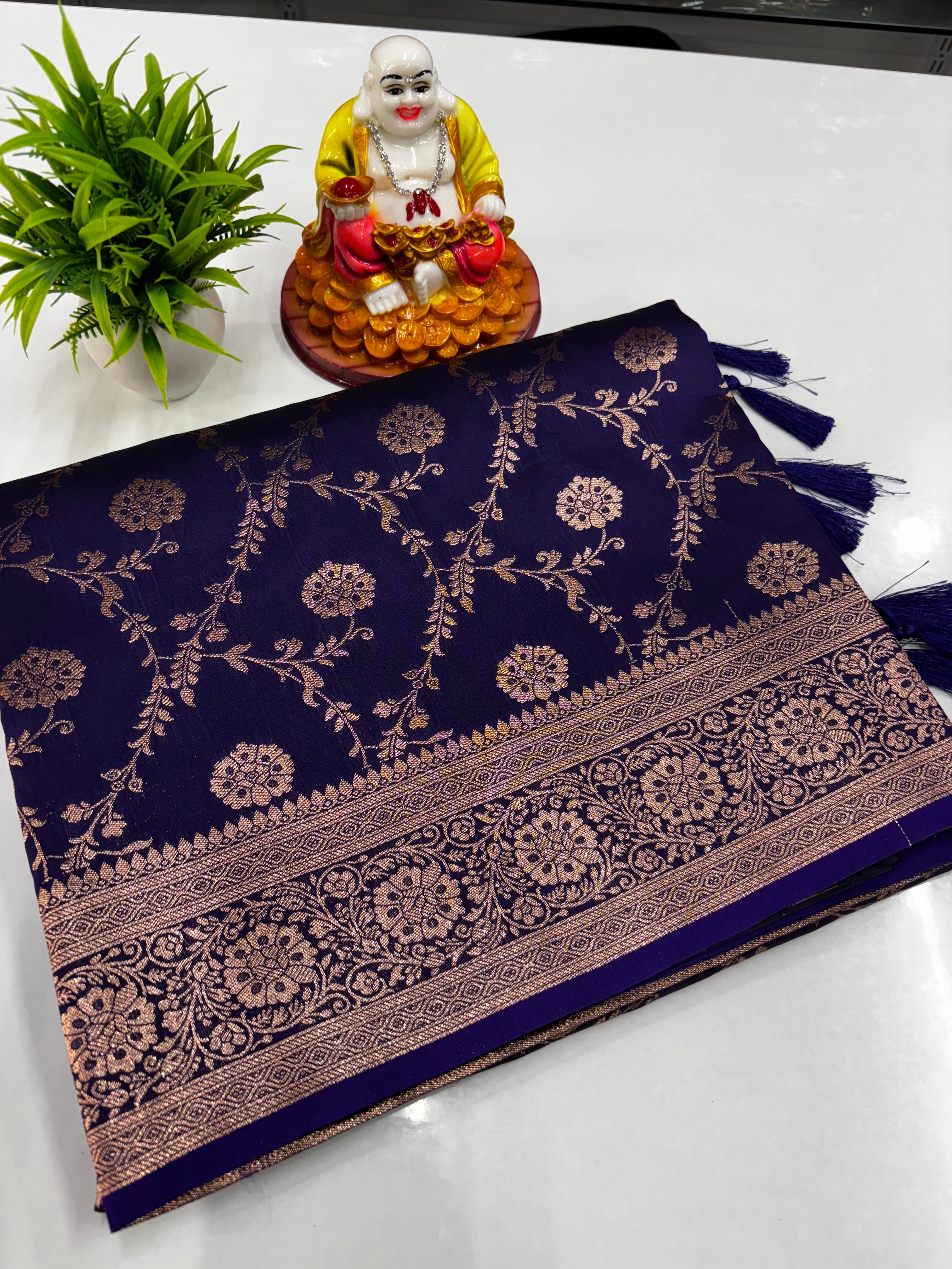 ✨ Premium Satin Saree with Beautiful Meenakari Design ✨