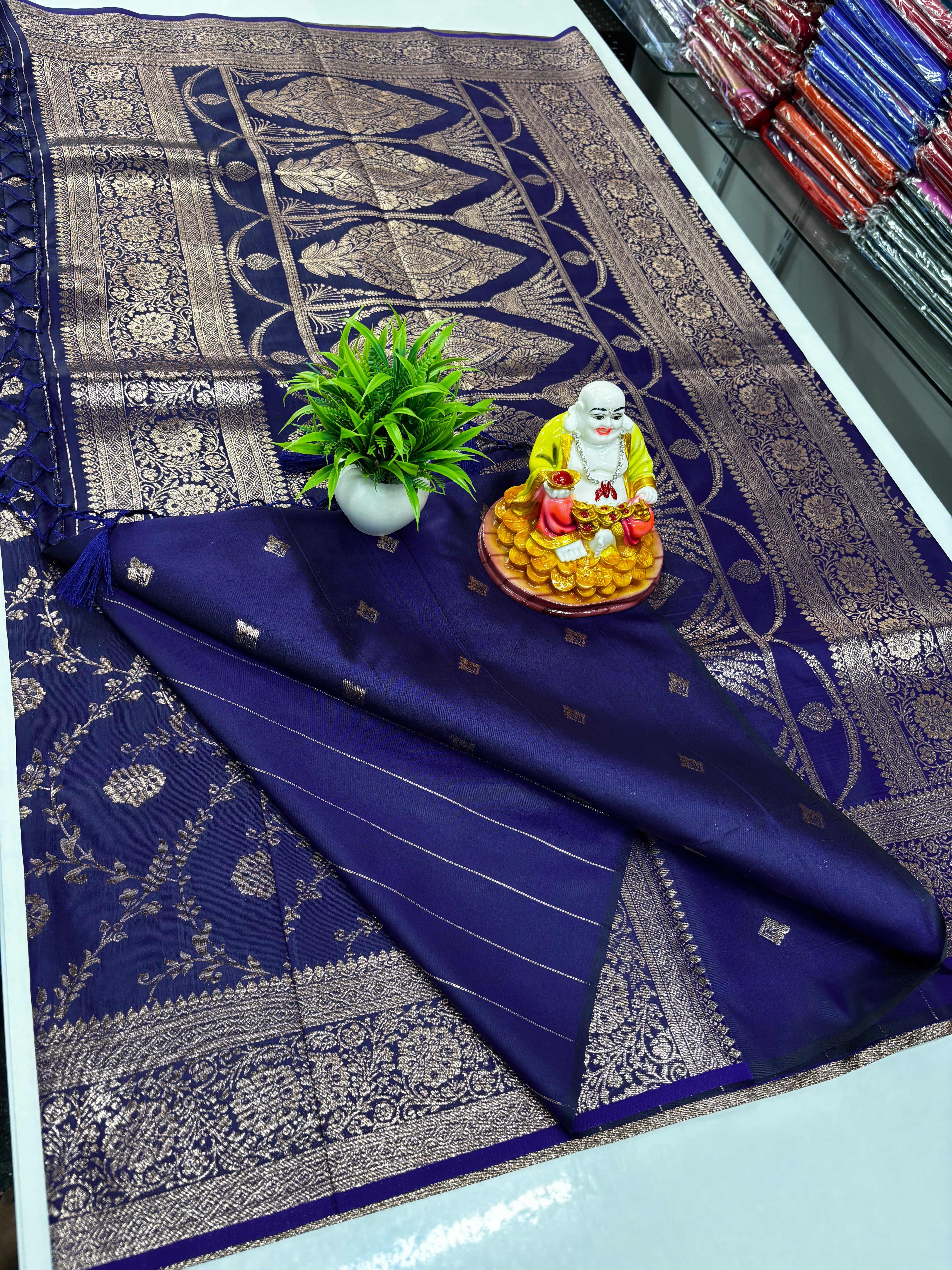 ✨ Premium Satin Saree with Beautiful Meenakari Design ✨