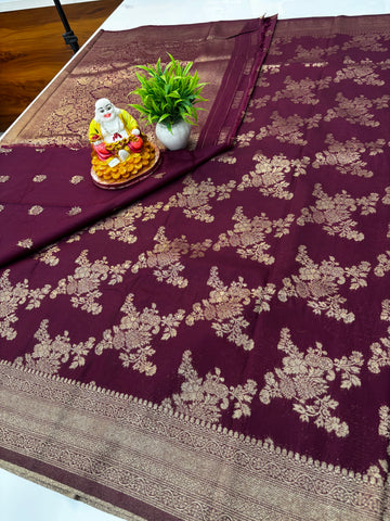 🌿 Georgette Saree with Jaal Pattern | Rich Pallu & Butta Blouse