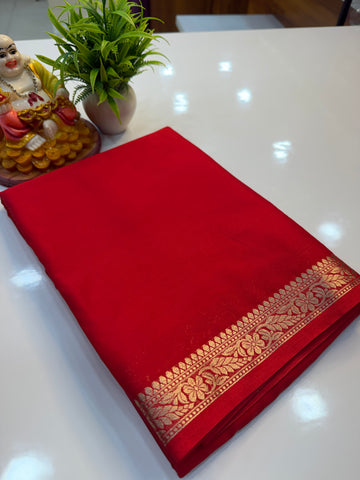 Mysore Crepe Silk Saree with Small Border & Chit Pallu…..