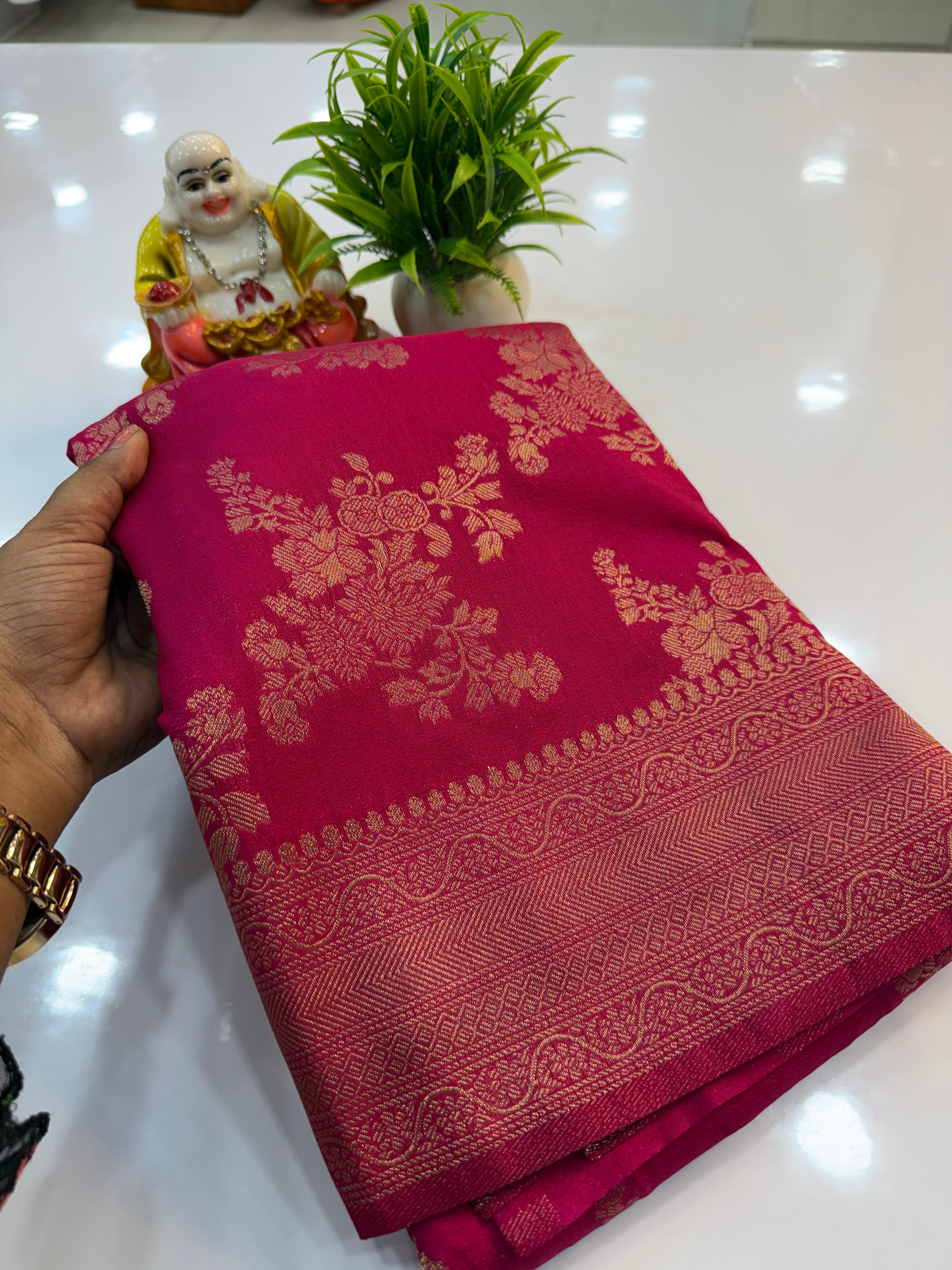 Premium Georgette Saree with Jaal Pattern | Rich Pallu & Butta Blouse…