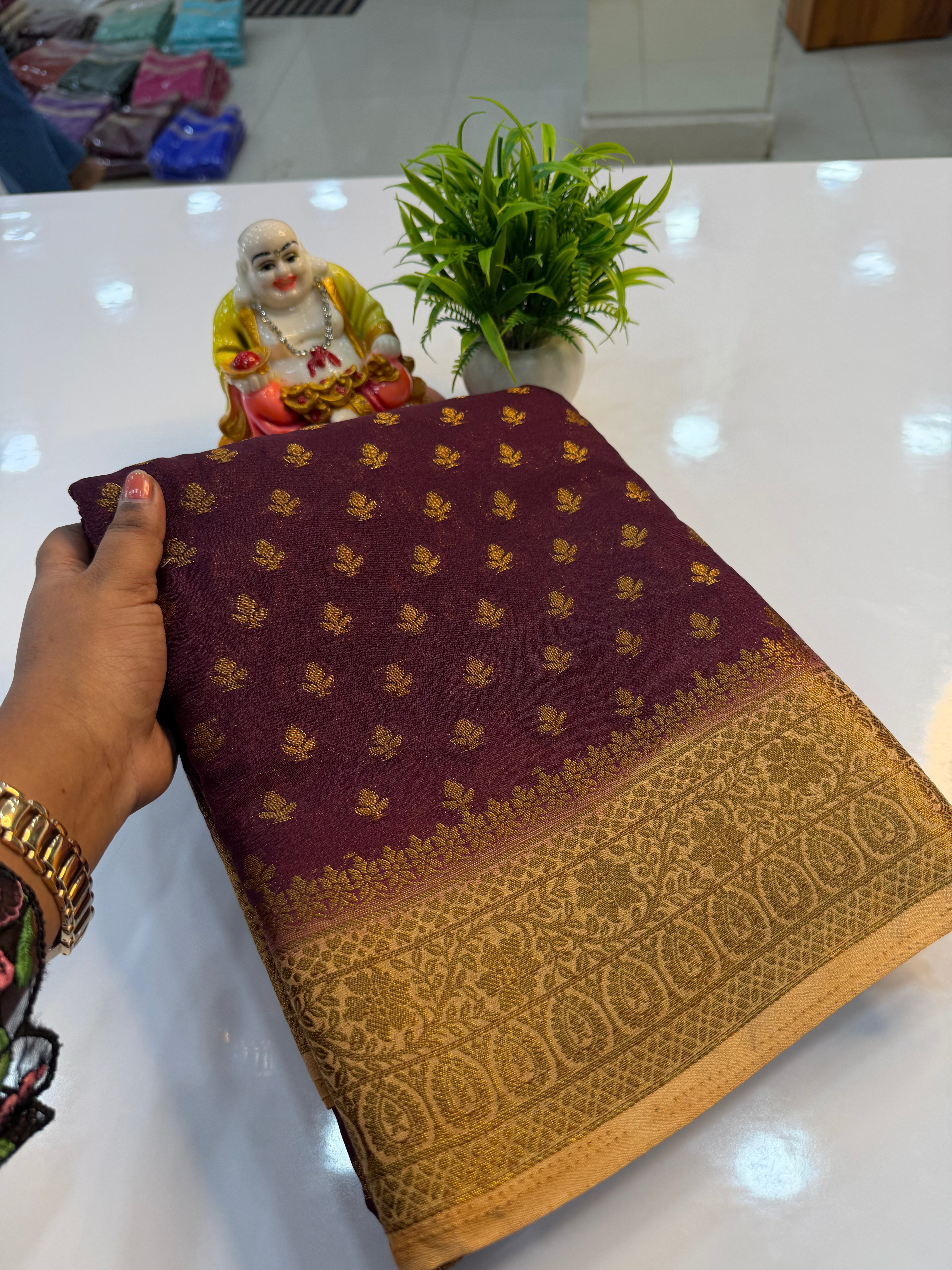 Premium Georgette Saree with Rich Pallu and brocade blouse…….