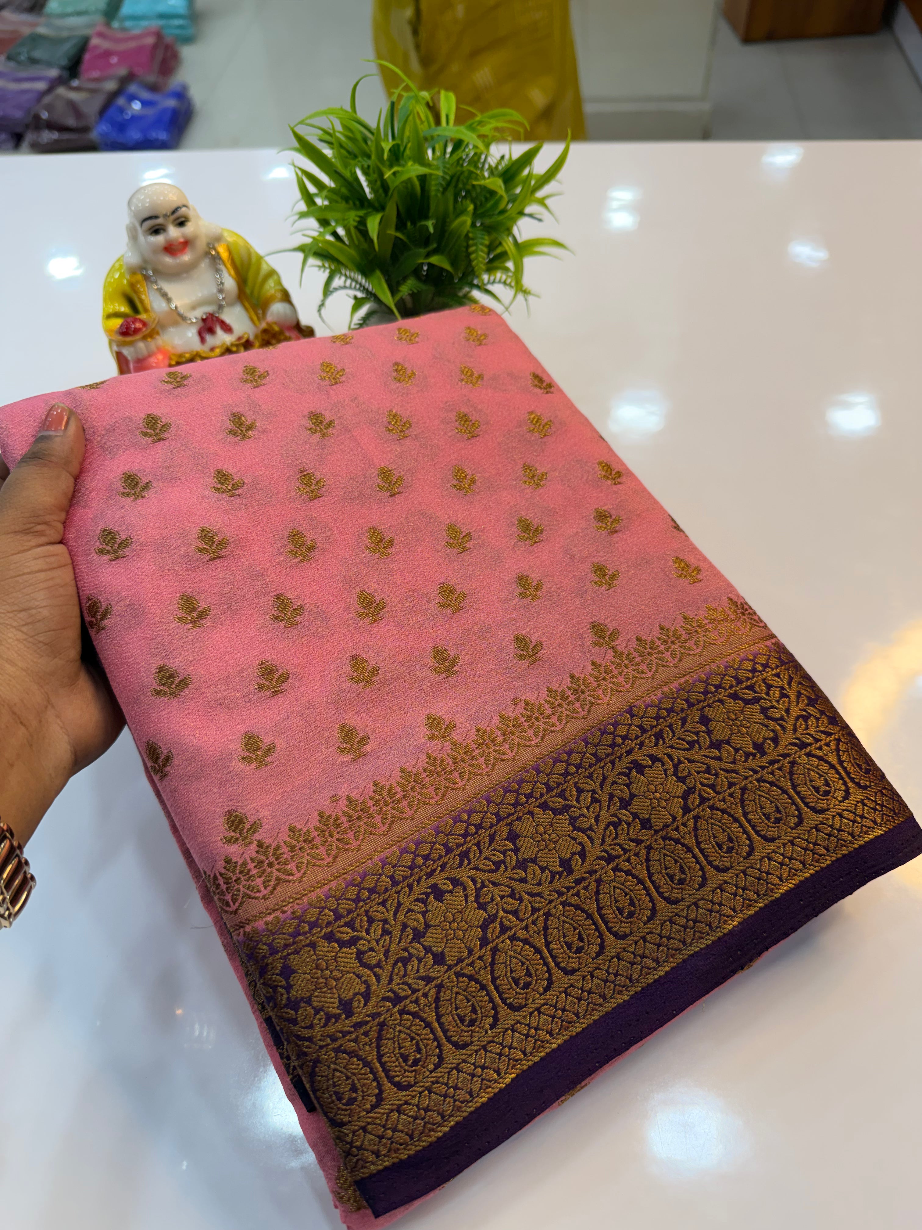 Premium Georgette Saree with Rich Pallu and brocade blouse…….