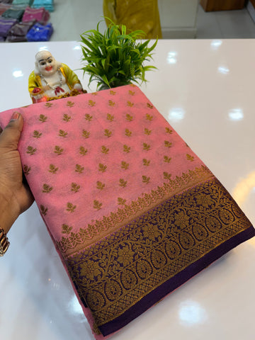 Premium Georgette Saree with Rich Pallu and brocade blouse…….