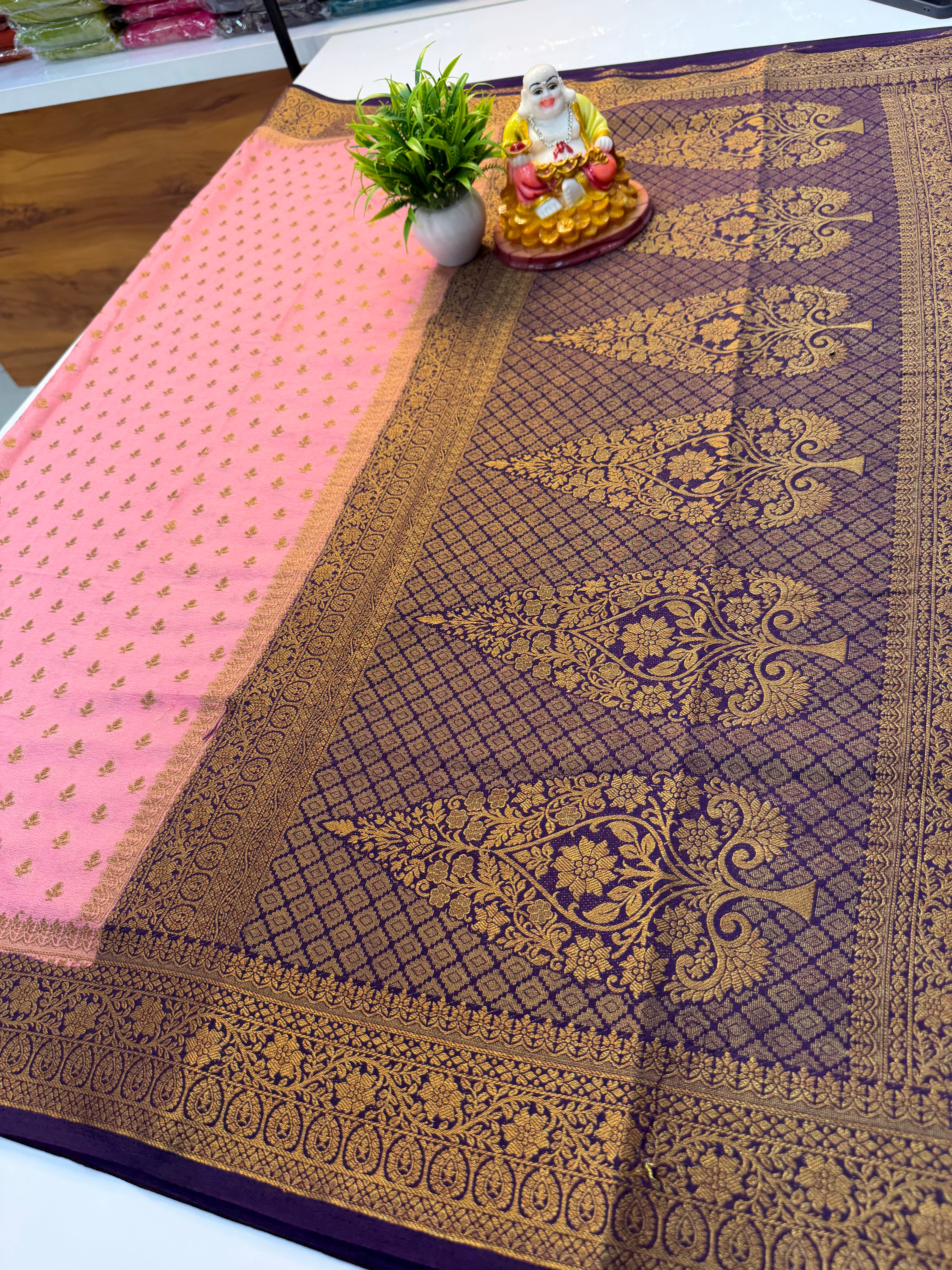 Premium Georgette Saree with Rich Pallu and brocade blouse…….