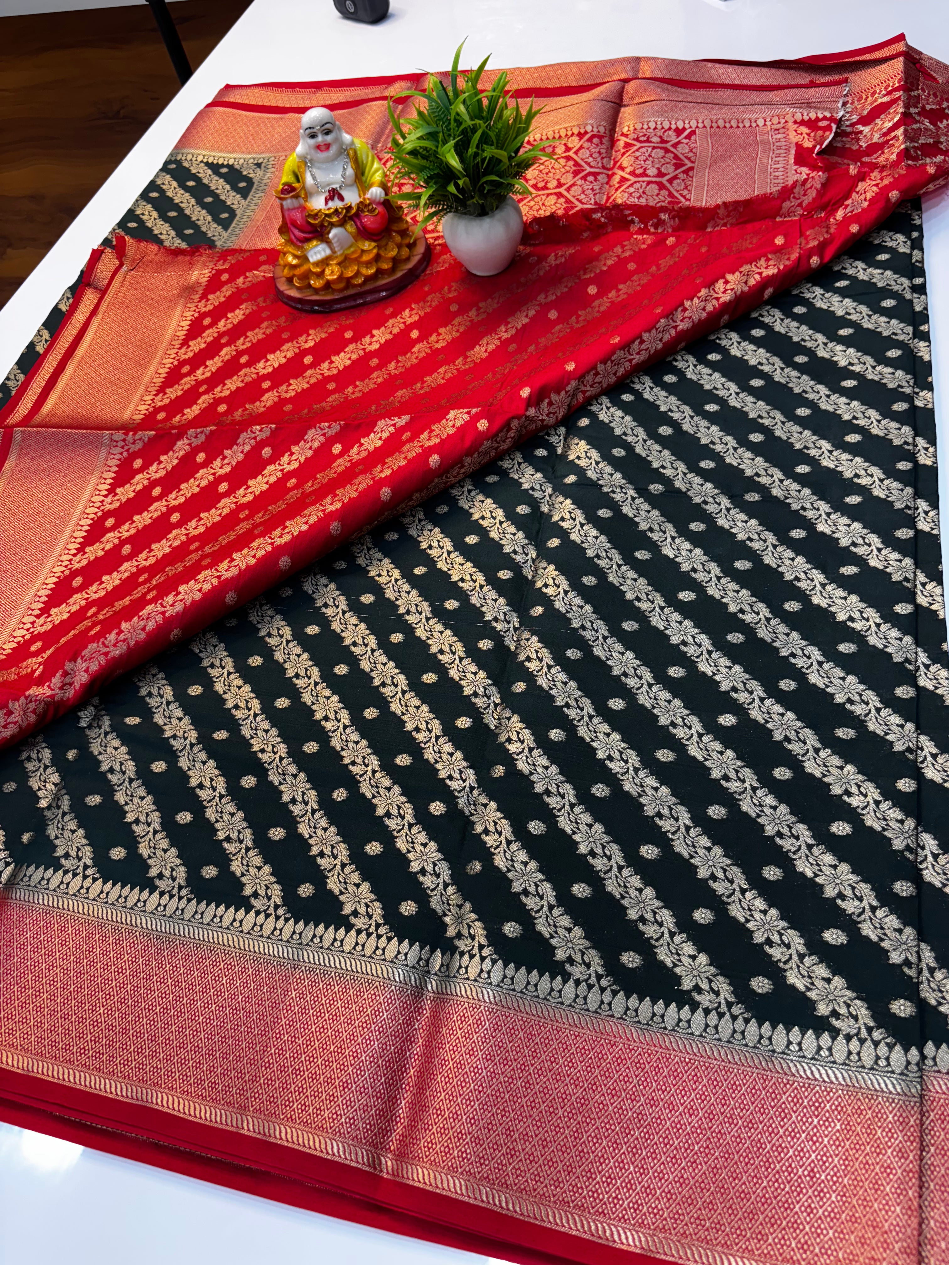Georgette Saree with Stripes & Rich Pallu