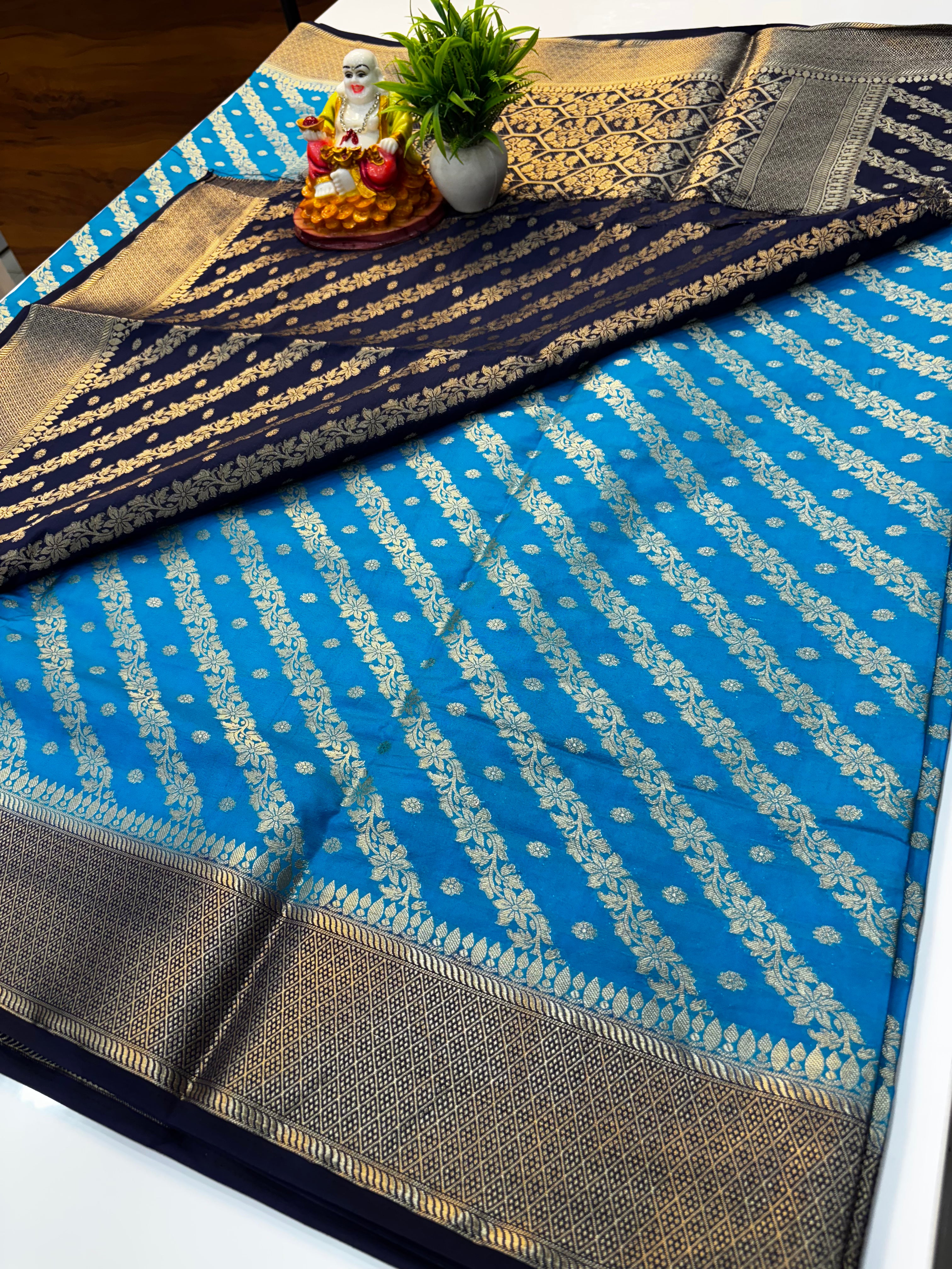 Georgette Saree with Stripes & Rich Pallu