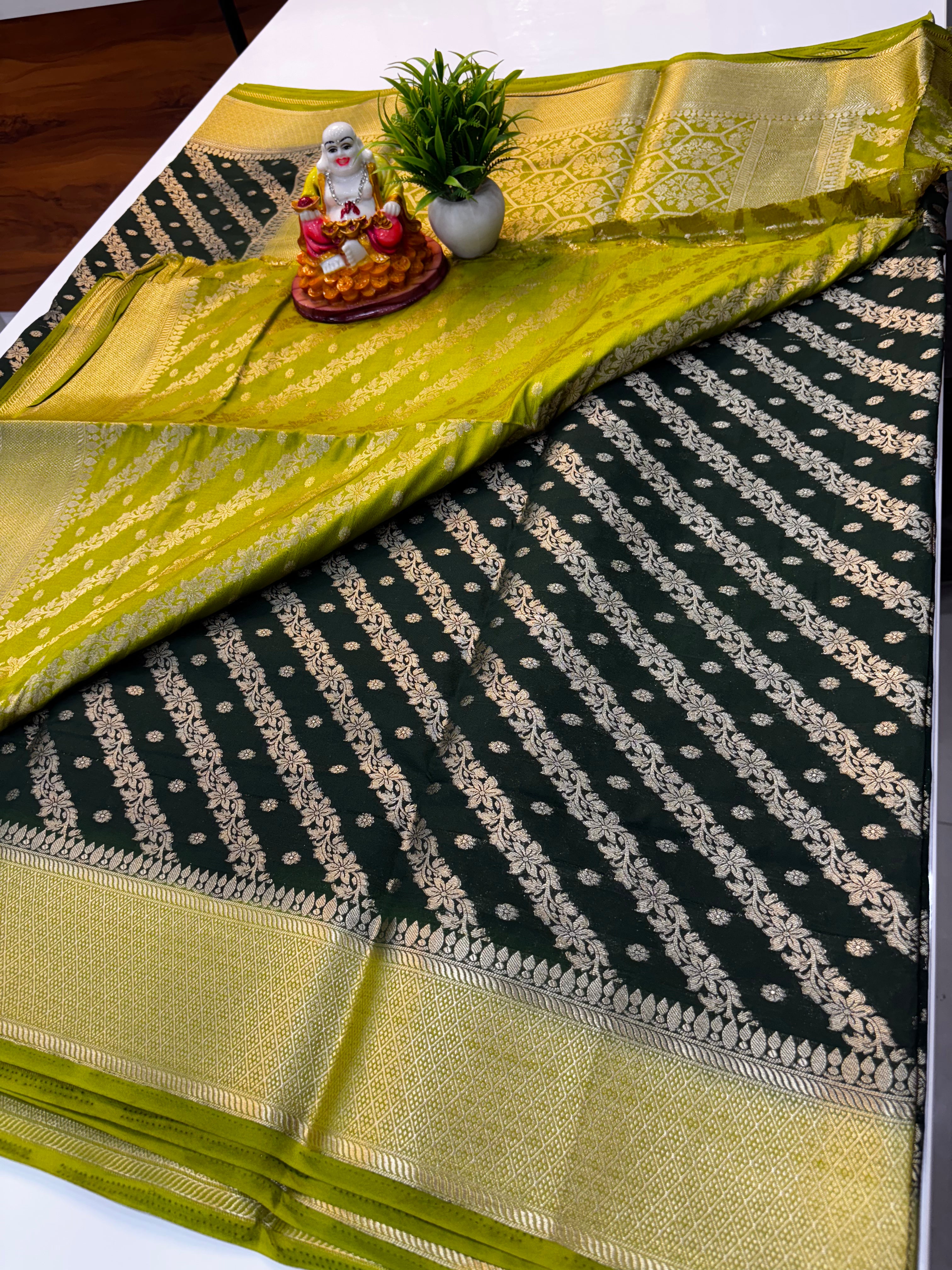 Georgette Saree with Stripes & Rich Pallu