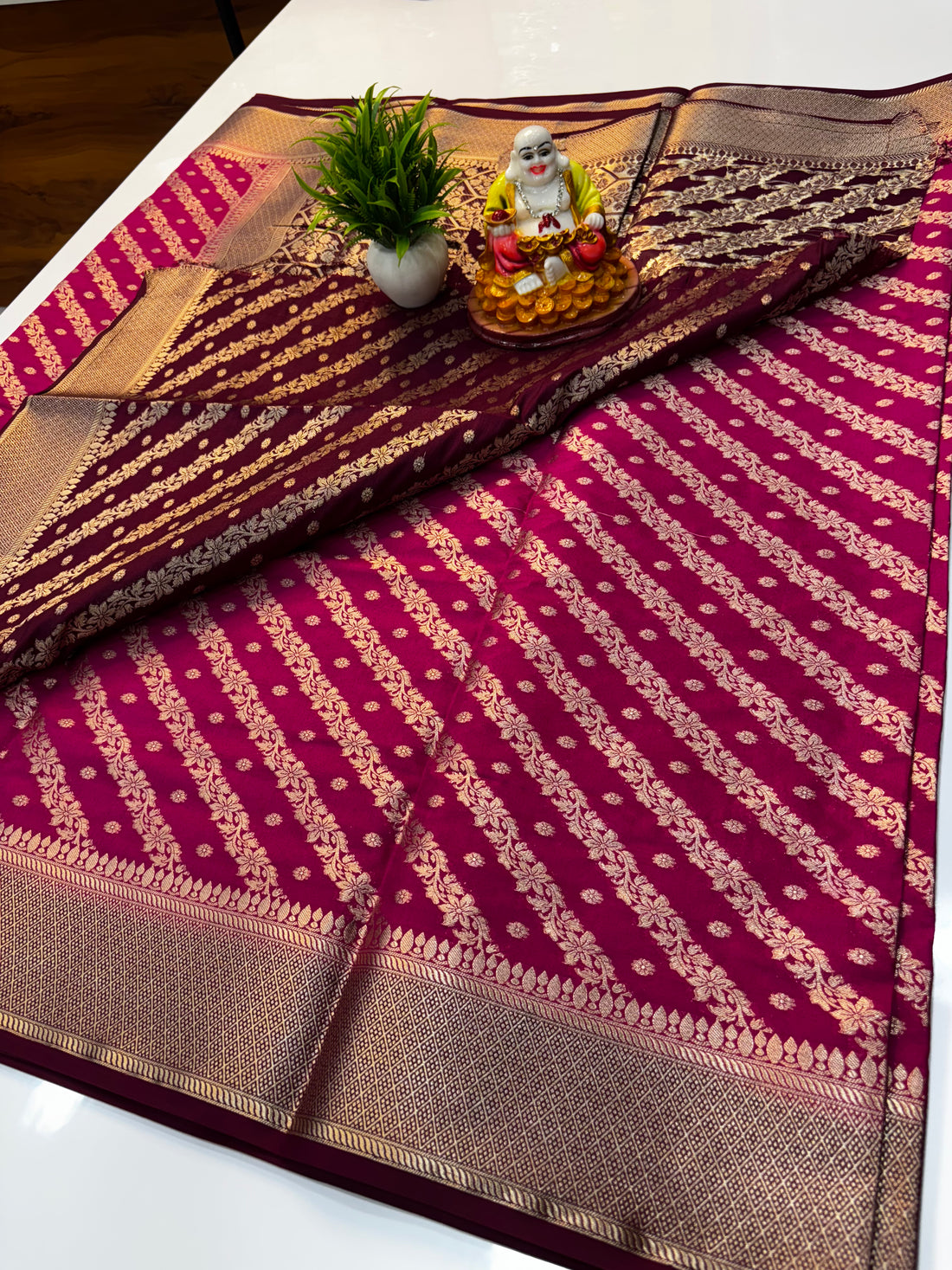 Georgette Saree with Stripes & Rich Pallu