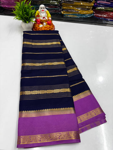 Premium Mysore Crepe Silk Saree with Elegant Stripes