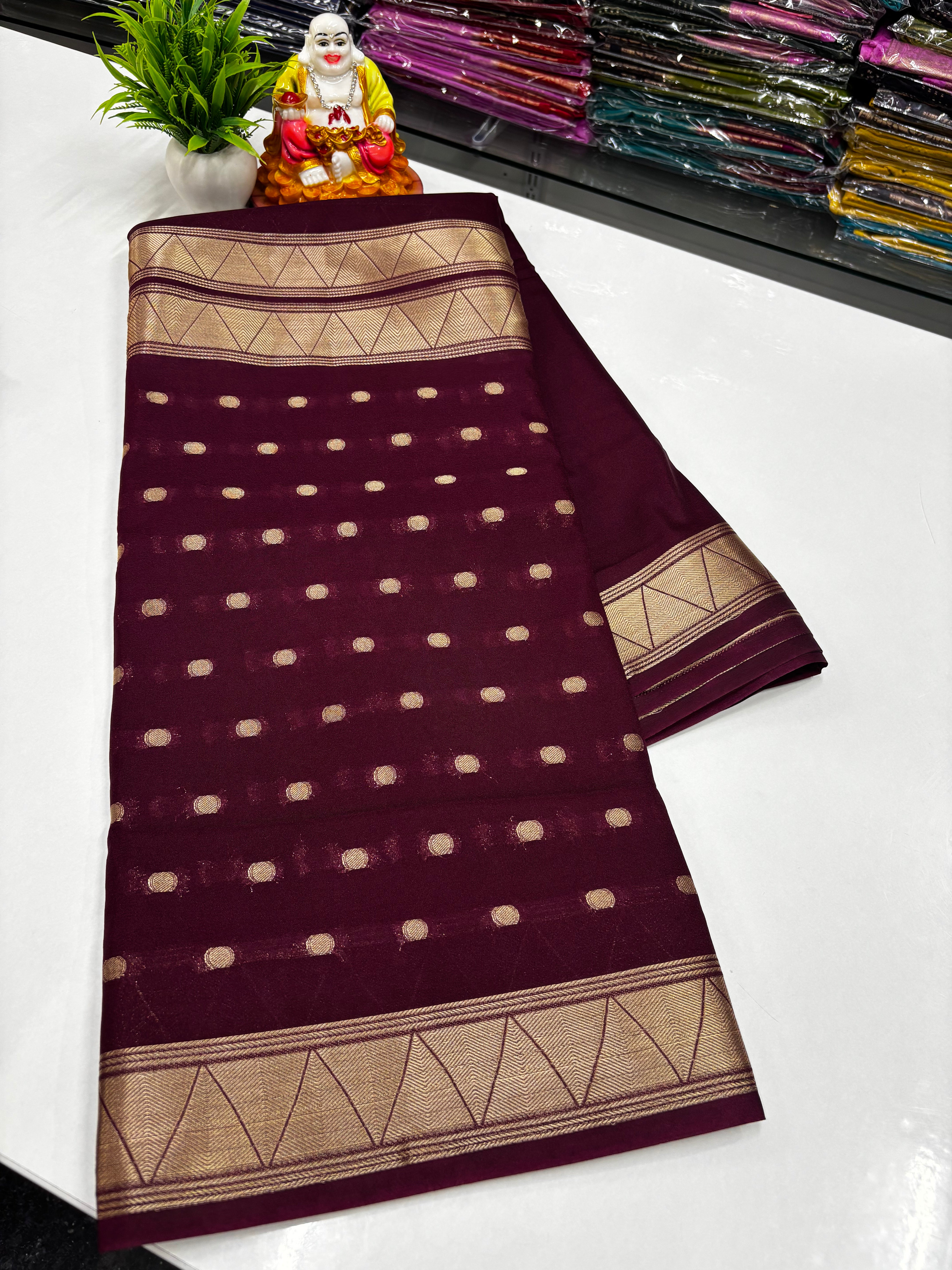 beautiful  Crepe georgette Saree with Elegant Half & Half Pattern