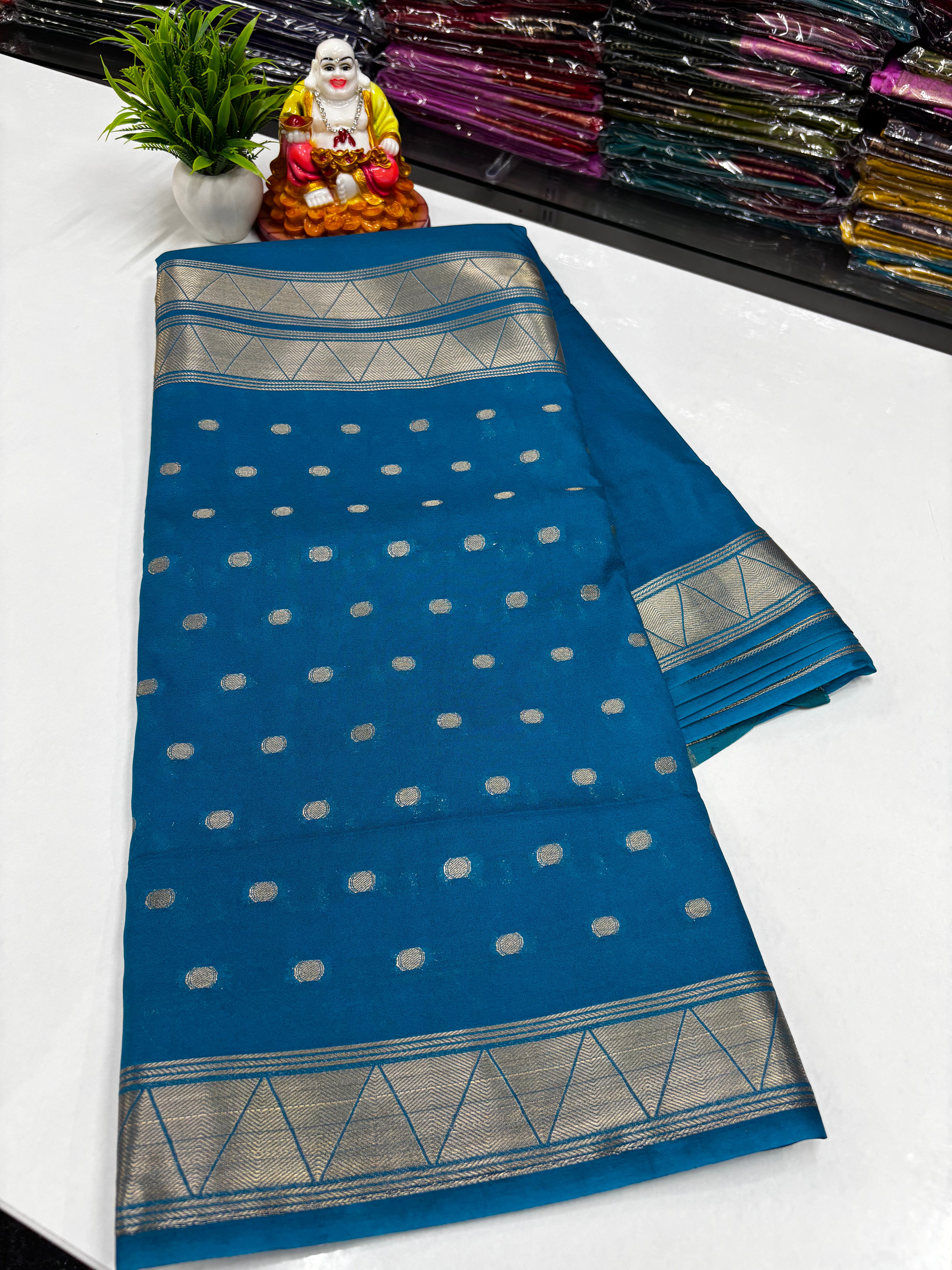 beautiful  Crepe georgette Saree with Elegant Half & Half Pattern