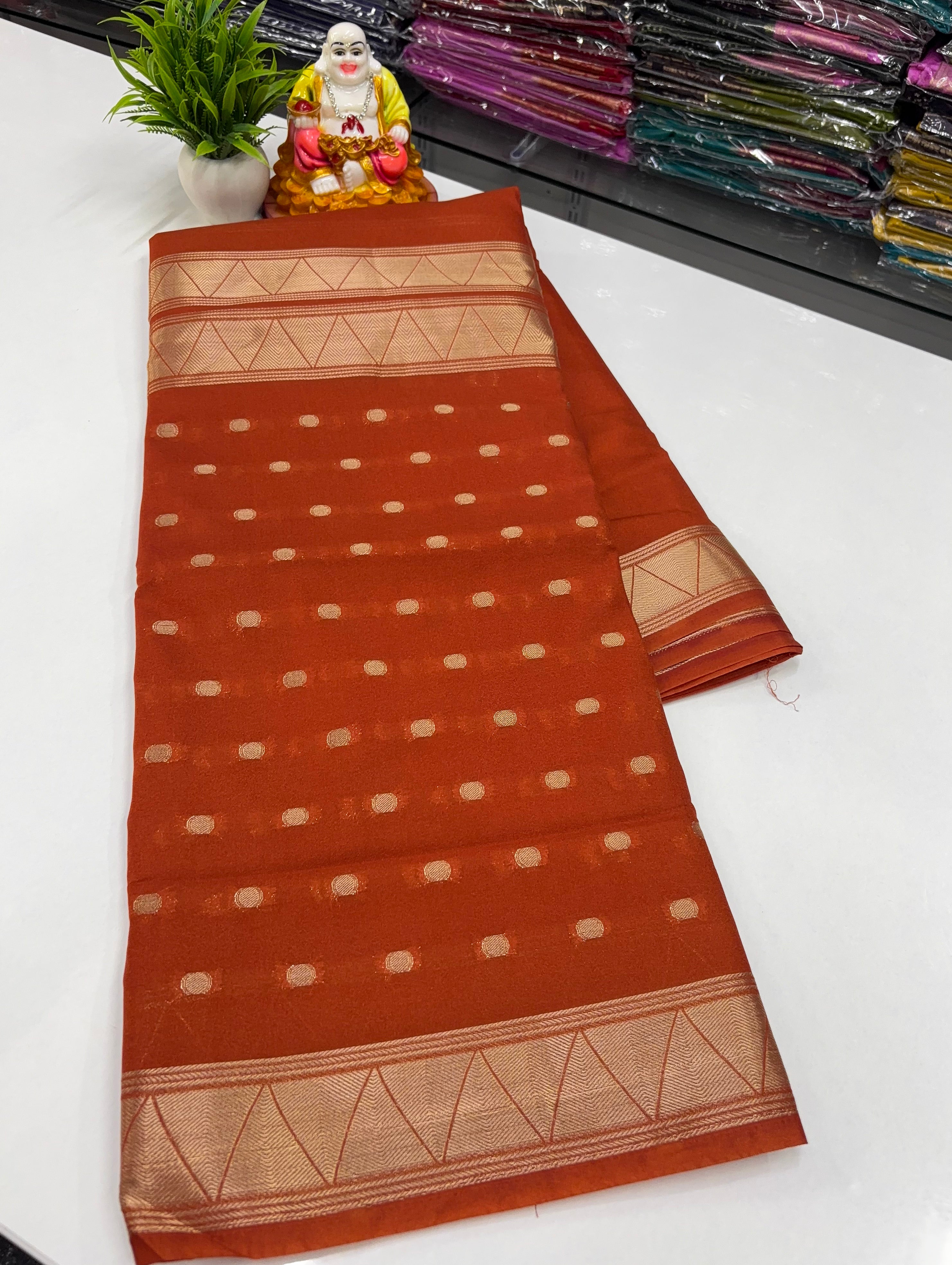beautiful  Crepe georgette Saree with Elegant Half & Half Pattern