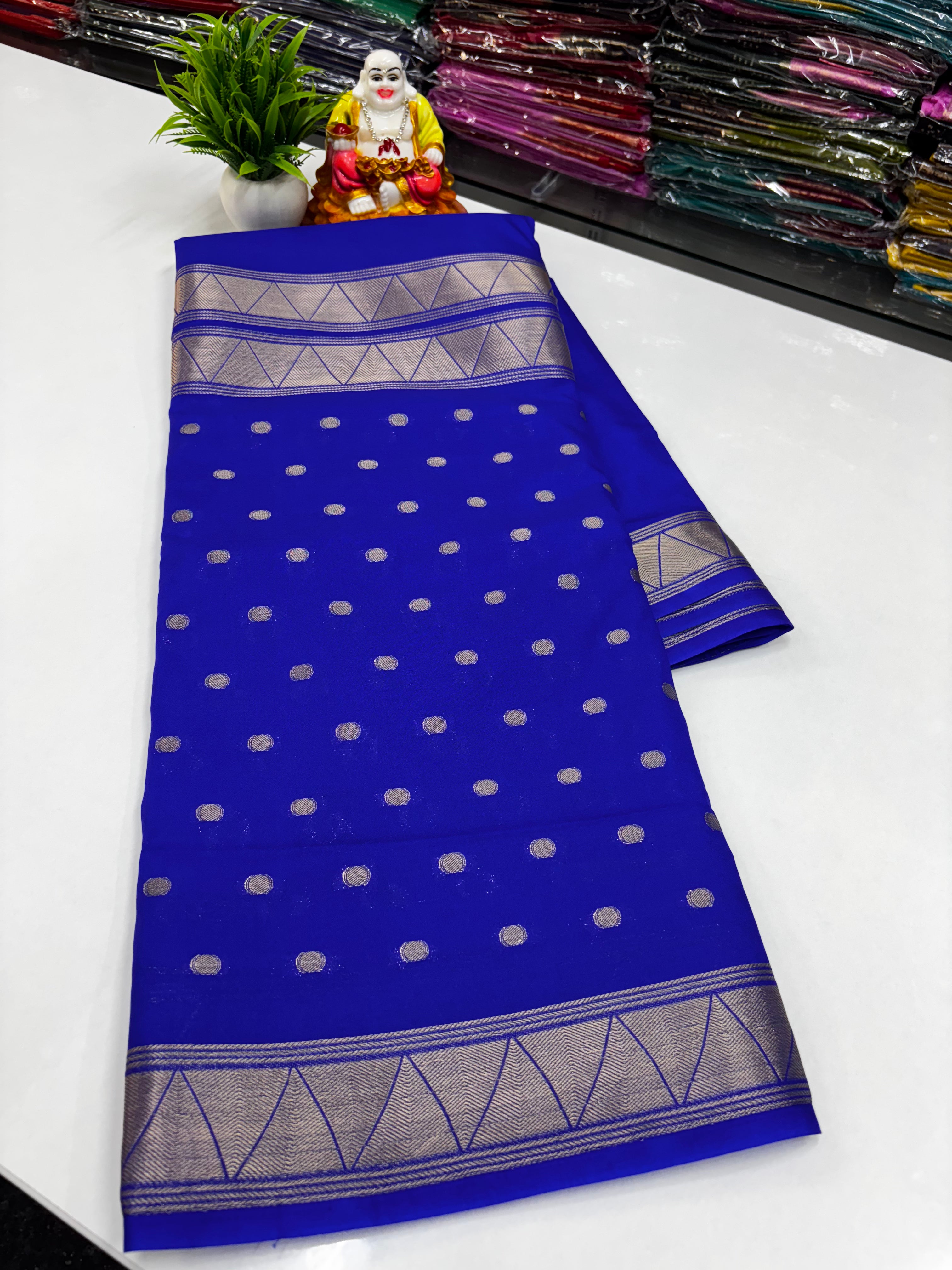 beautiful  Crepe georgette Saree with Elegant Half & Half Pattern