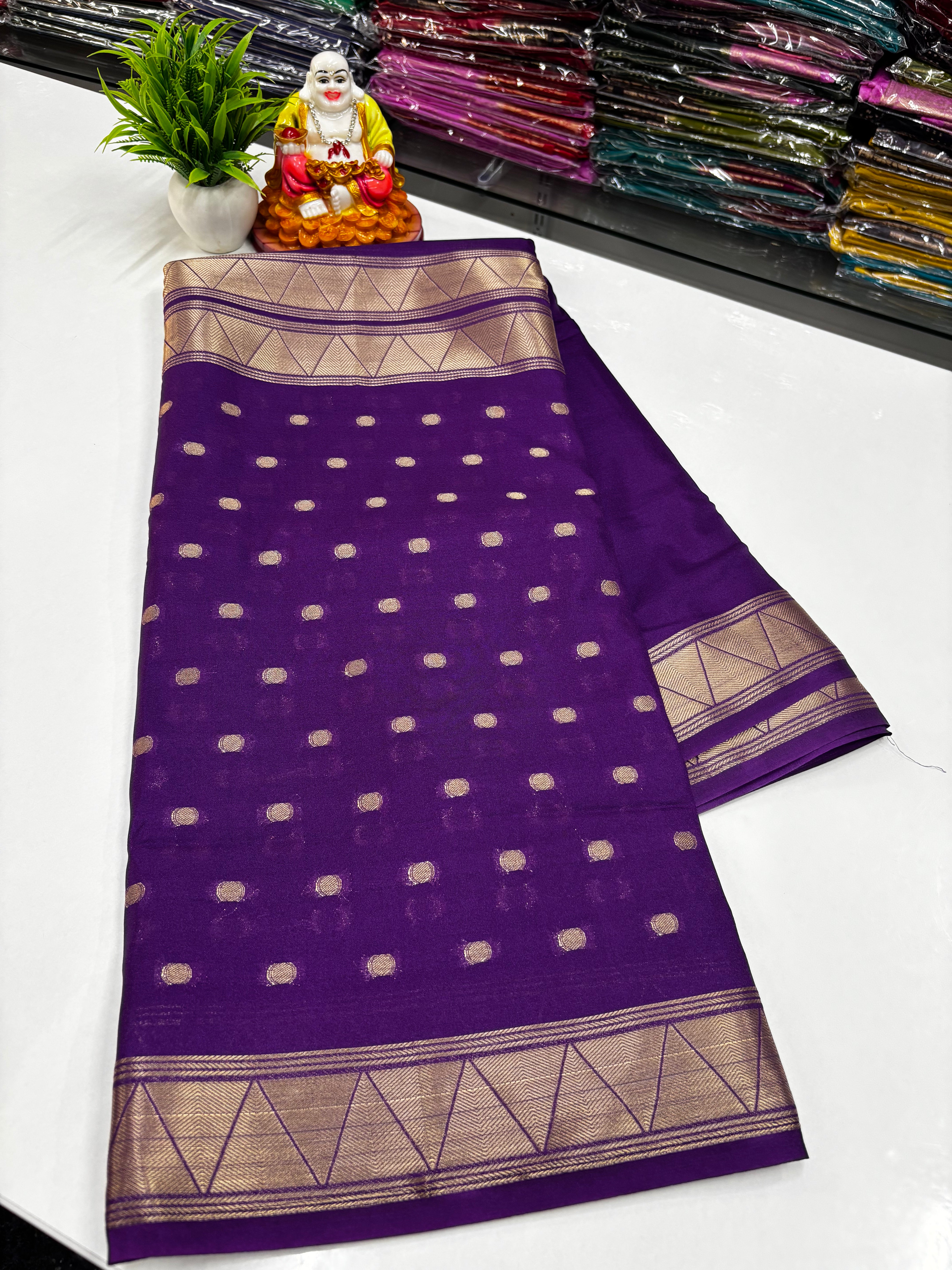 beautiful  Crepe georgette Saree with Elegant Half & Half Pattern