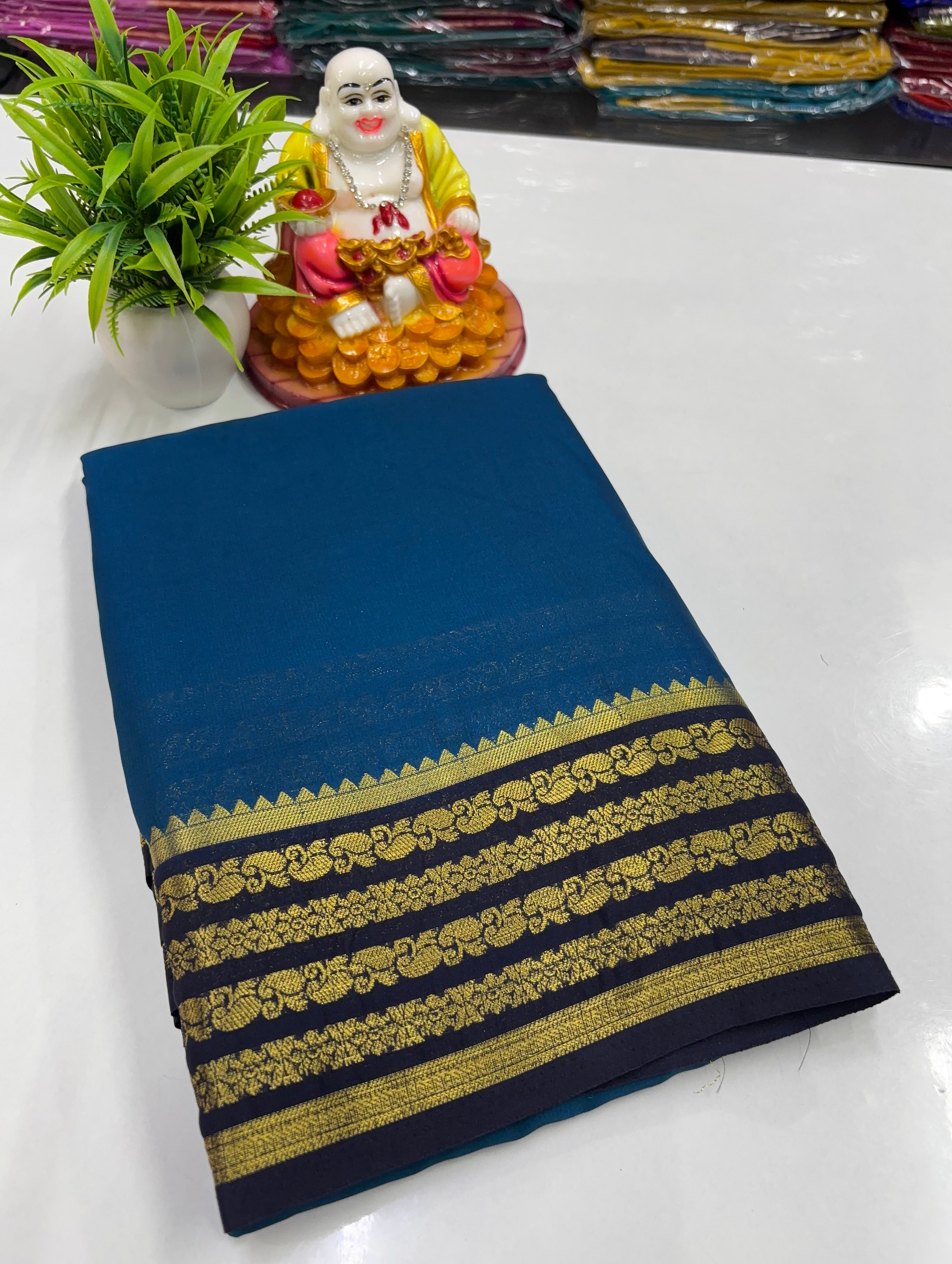 Mysore Crepe Silk Saree with Elegant Contrast Design | Padmavathi Silks and Sarees