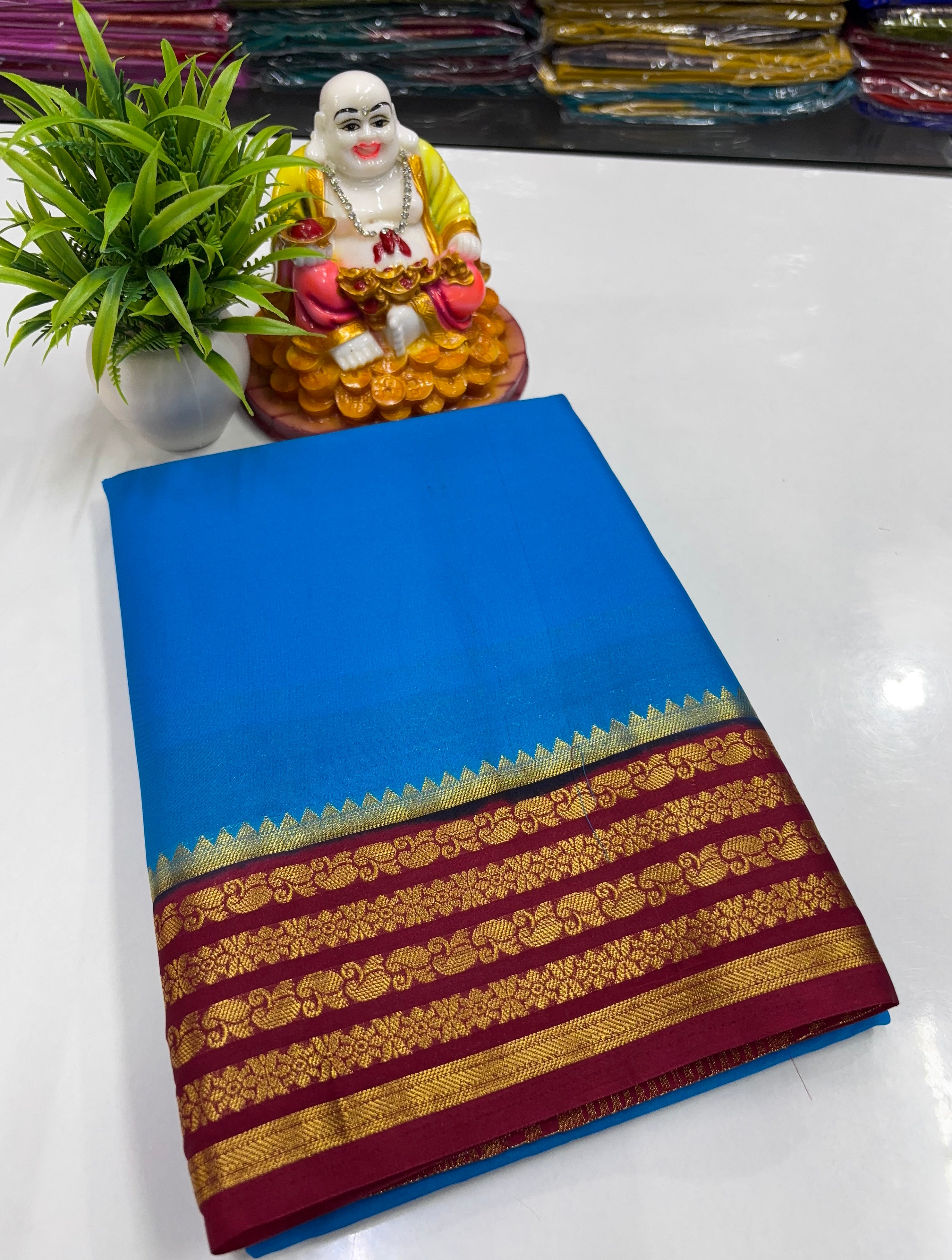 Mysore Crepe Silk Saree with Elegant Contrast Design | Padmavathi Silks and Sarees