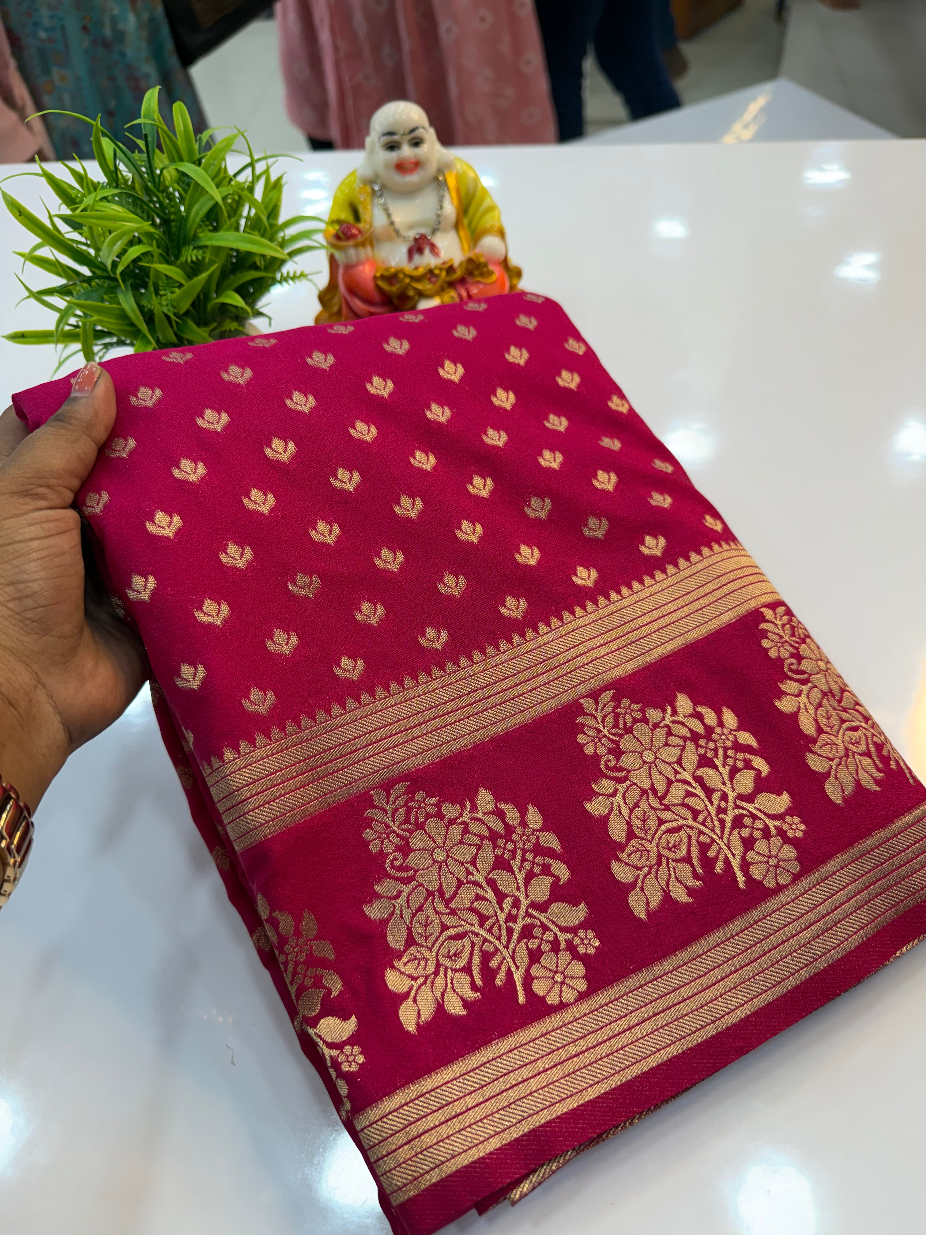 Premium Georgette Saree with Butta Design and Rich Pallu….