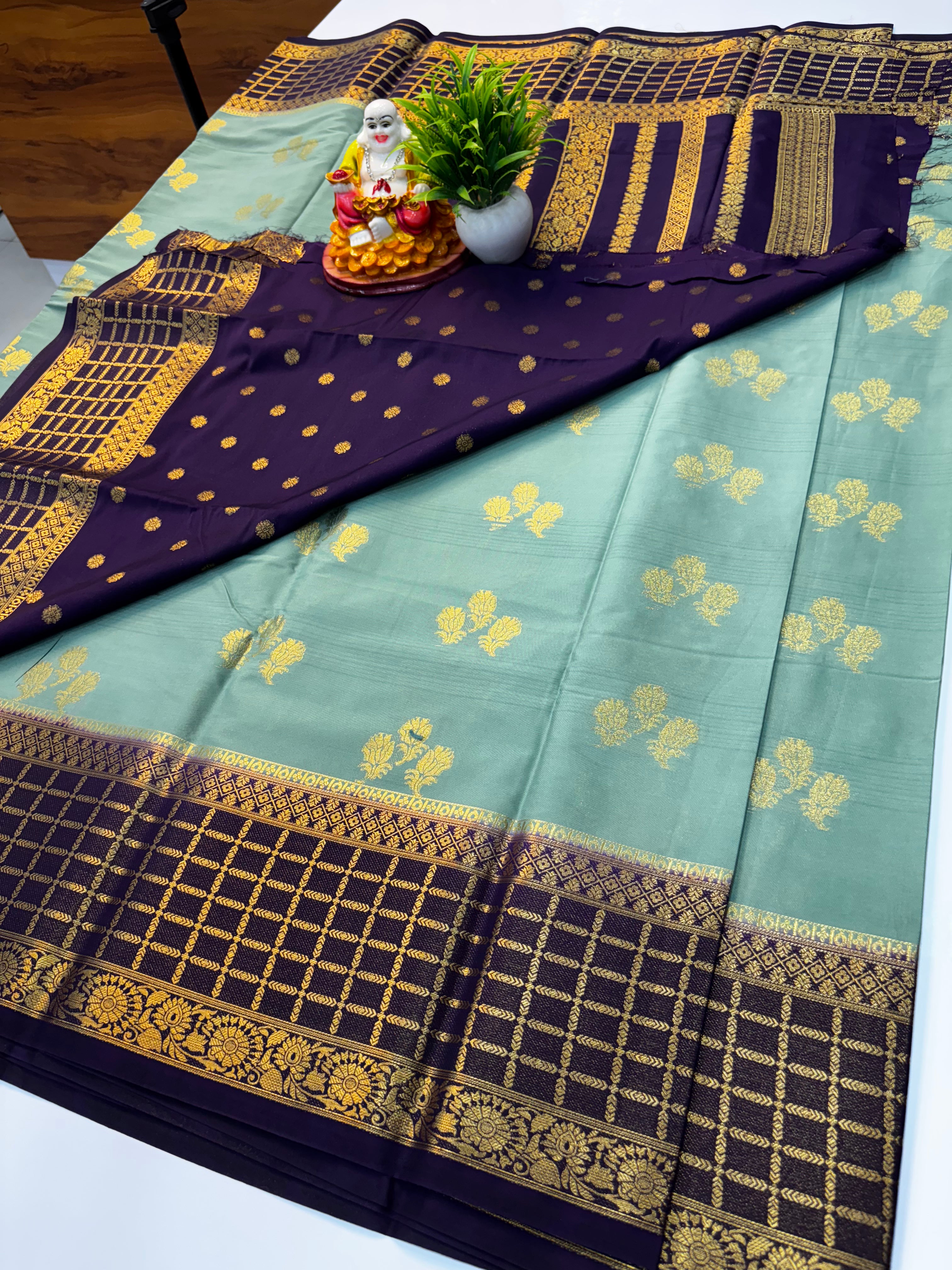 Premium Mysore Crepe Silk Saree with Rich Pallu &amp; Butta Blouse | Padmavathi Silks