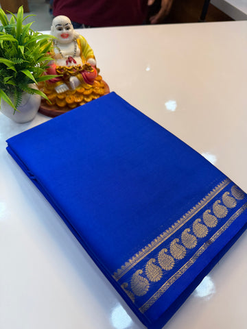 Mysore Crepe Silk Saree with Mango Border & Chit Pallu…