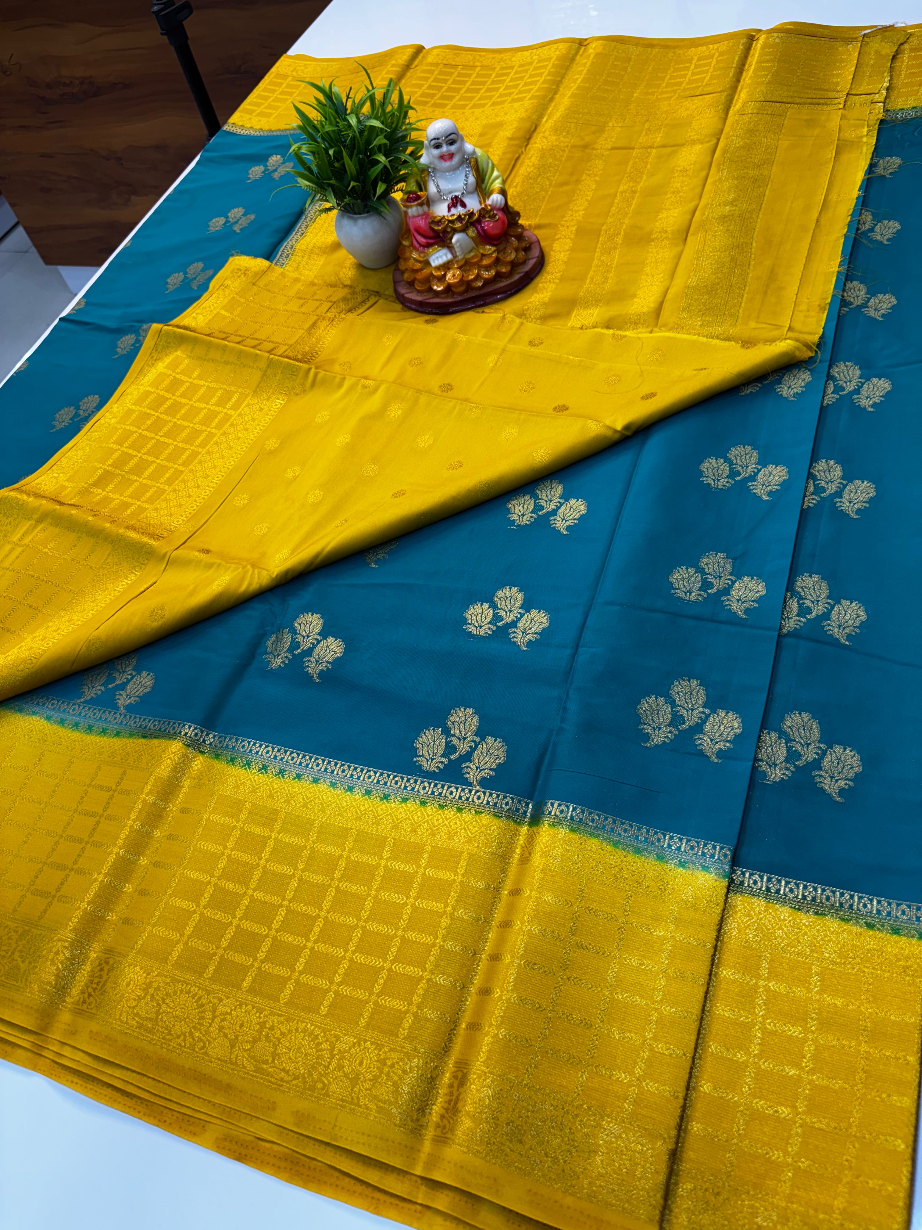 Premium Mysore Crepe Silk Saree with Rich Pallu &amp; Butta Blouse | Padmavathi Silks