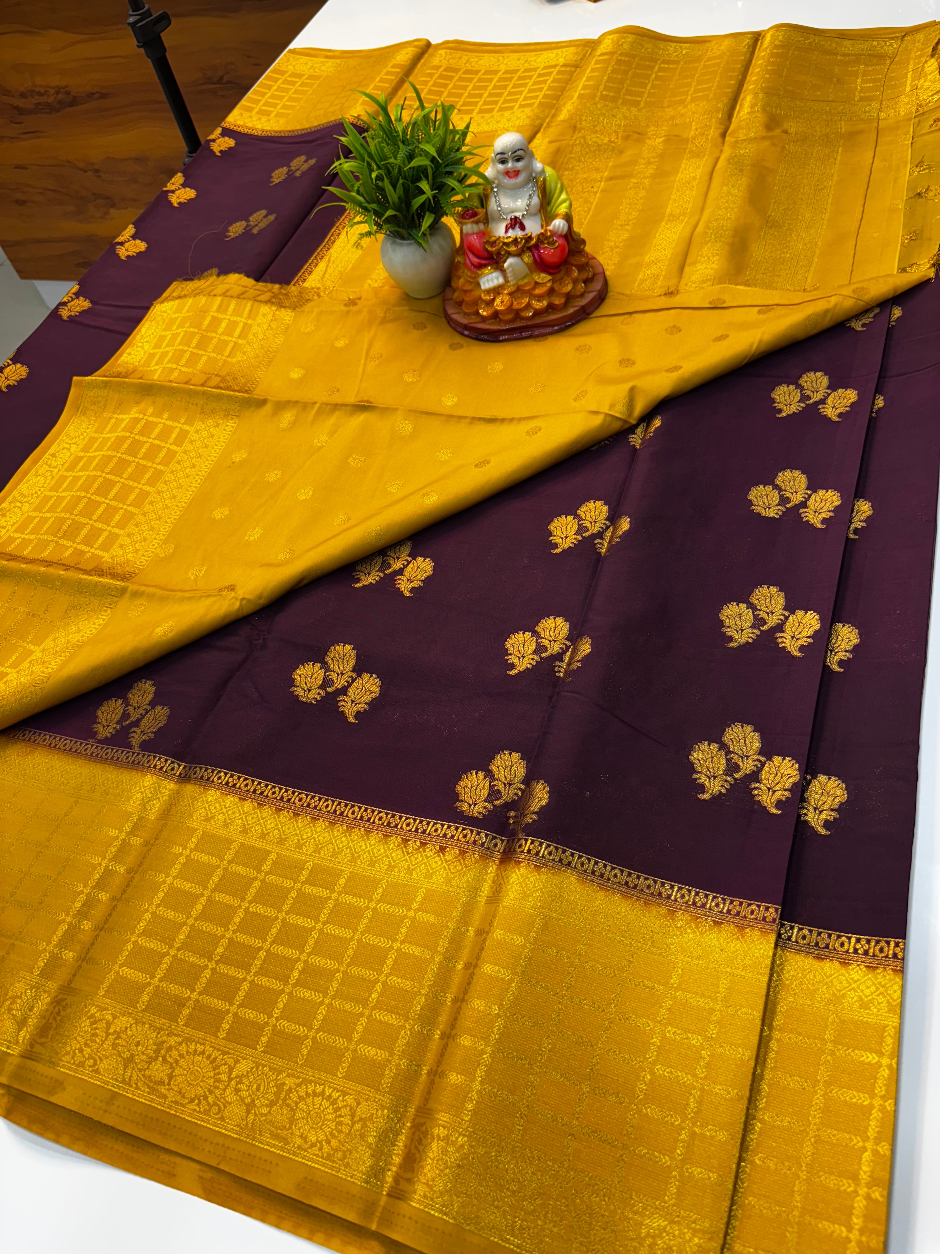 Premium Mysore Crepe Silk Saree with Rich Pallu &amp; Butta Blouse | Padmavathi Silks