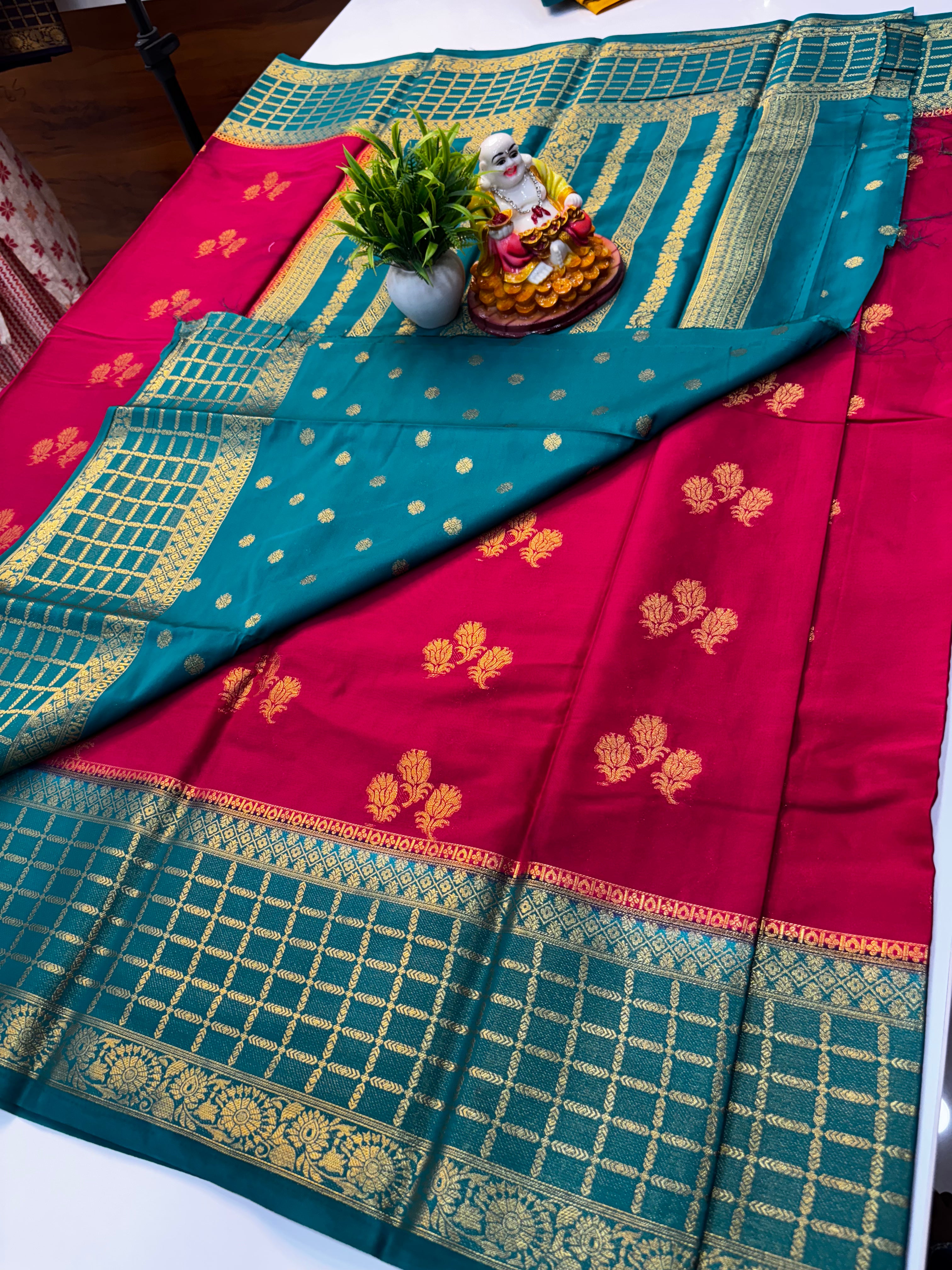 Premium Mysore Crepe Silk Saree with Rich Pallu &amp; Butta Blouse | Padmavathi Silks