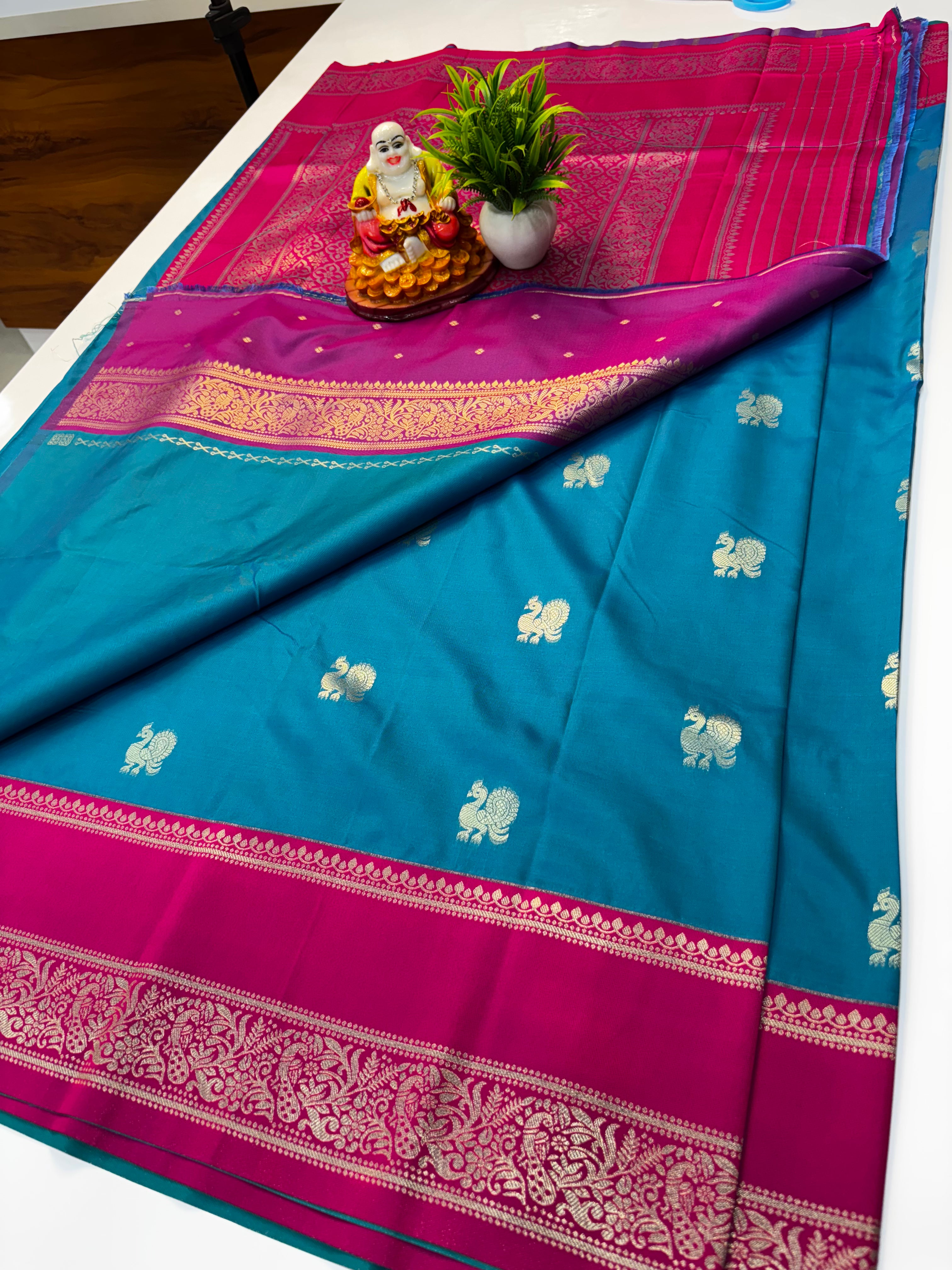 Premium Semi Silk Saree with Rich Pallu & Butta Blouse