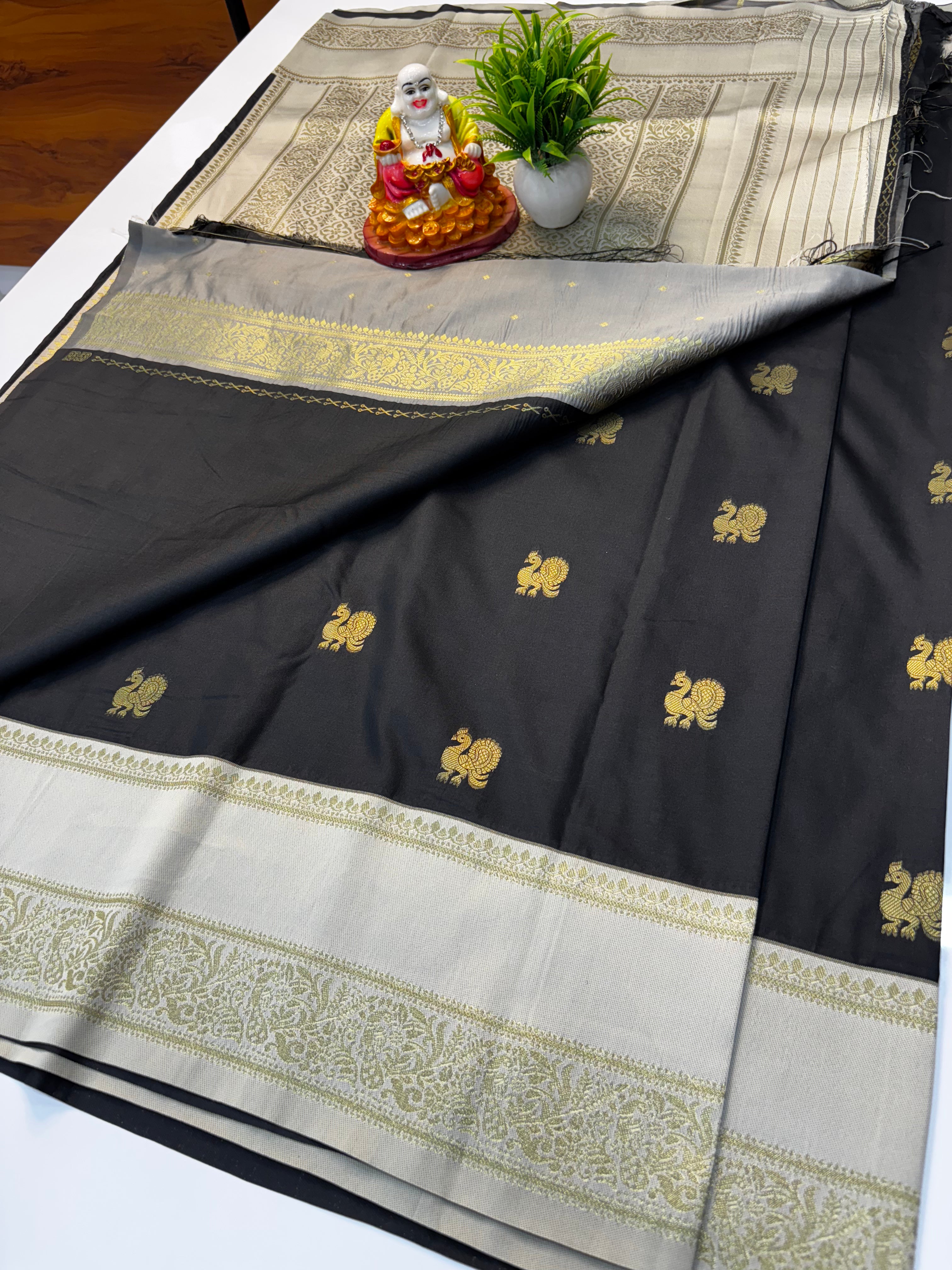 Premium Semi Silk Saree with Rich Pallu & Butta Blouse