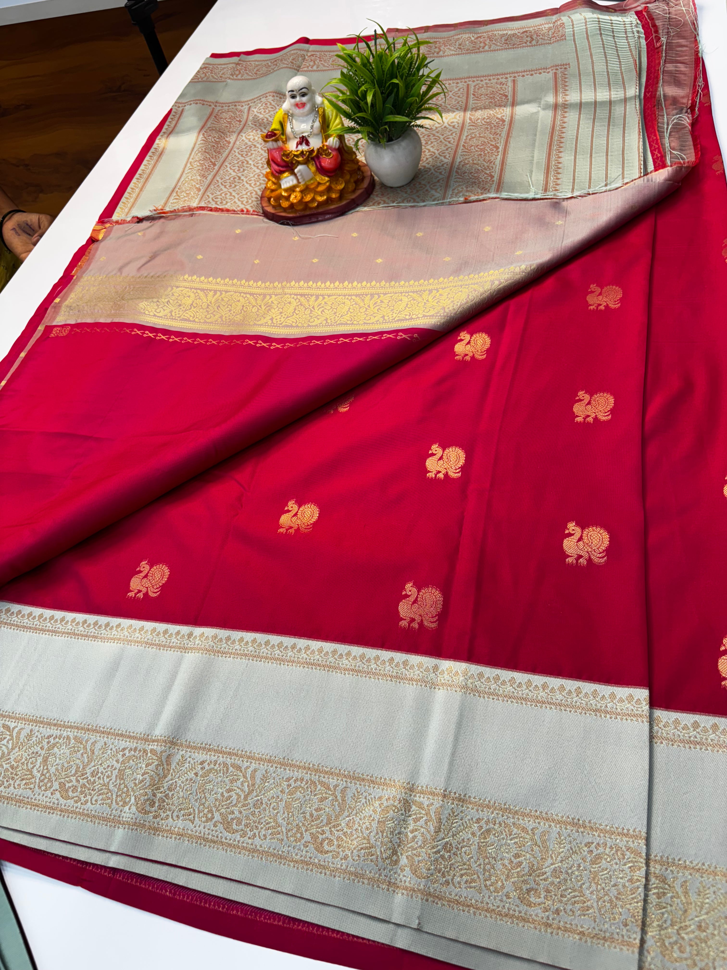 Premium Semi Silk Saree with Rich Pallu & Butta Blouse