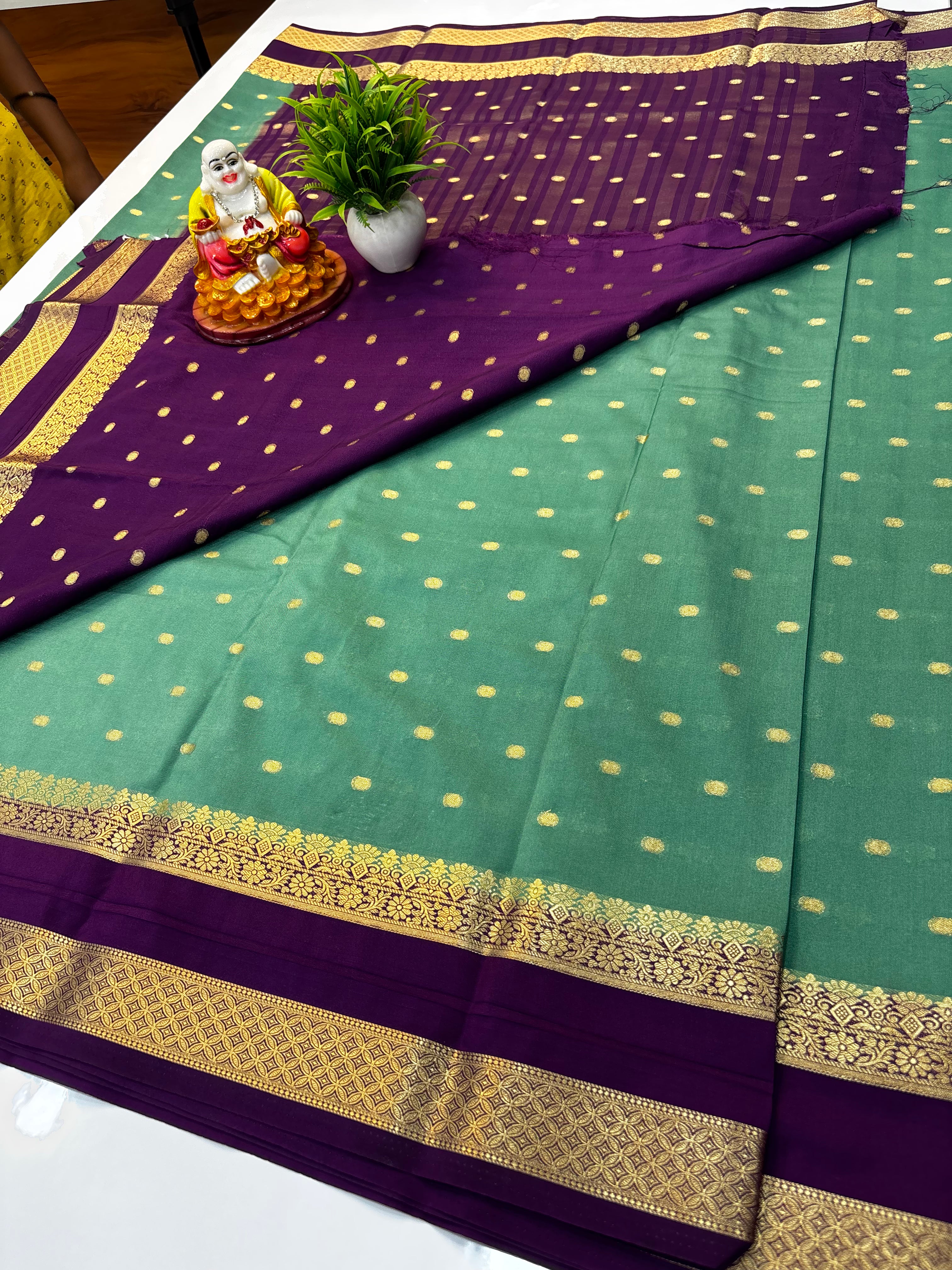 Mysore Crepe Silk Saree with Buttas & Rich Pallu | Padmavathi Silks and Sarees