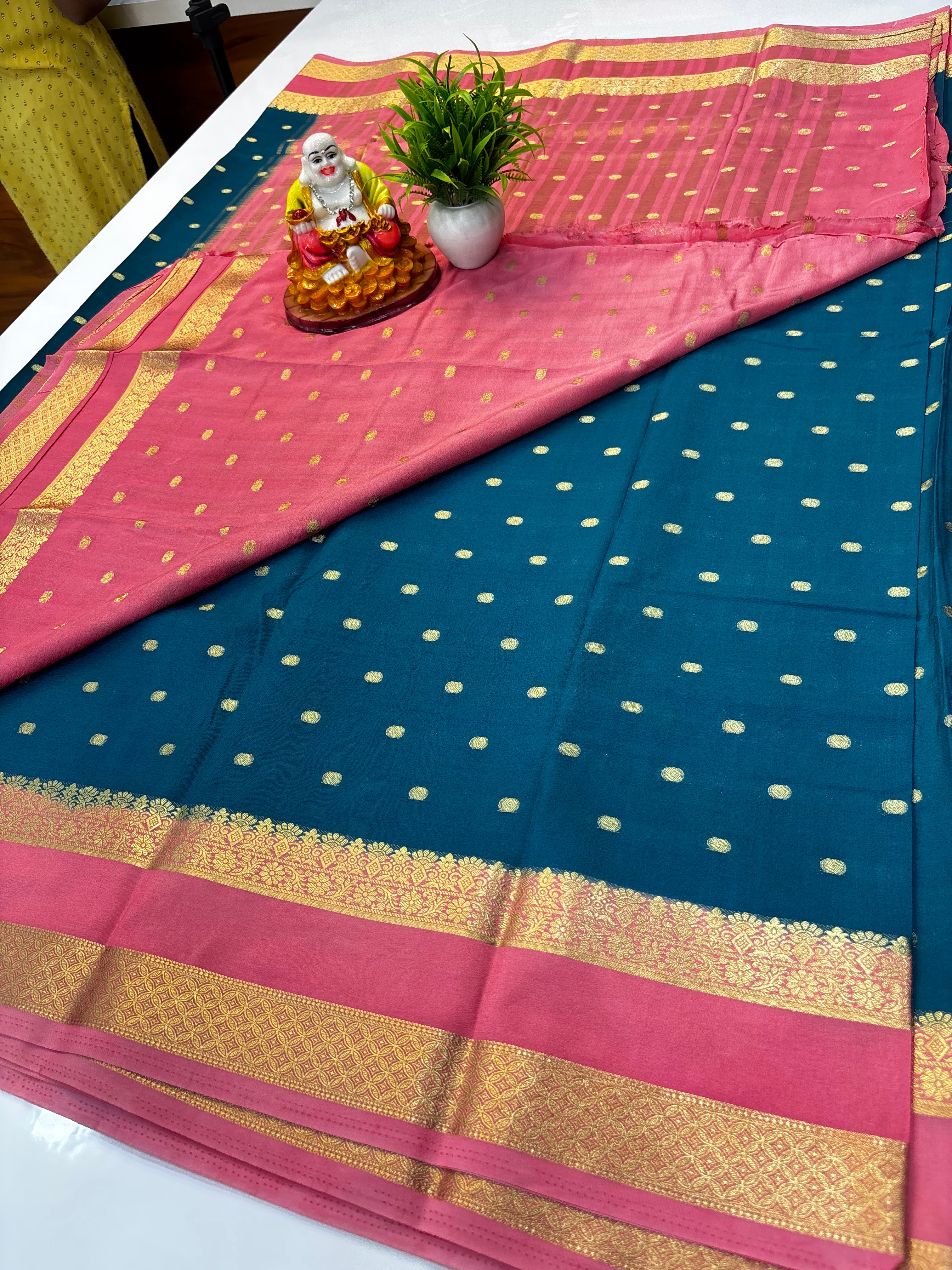 Mysore Crepe Silk Saree with Buttas & Rich Pallu | Padmavathi Silks and Sarees