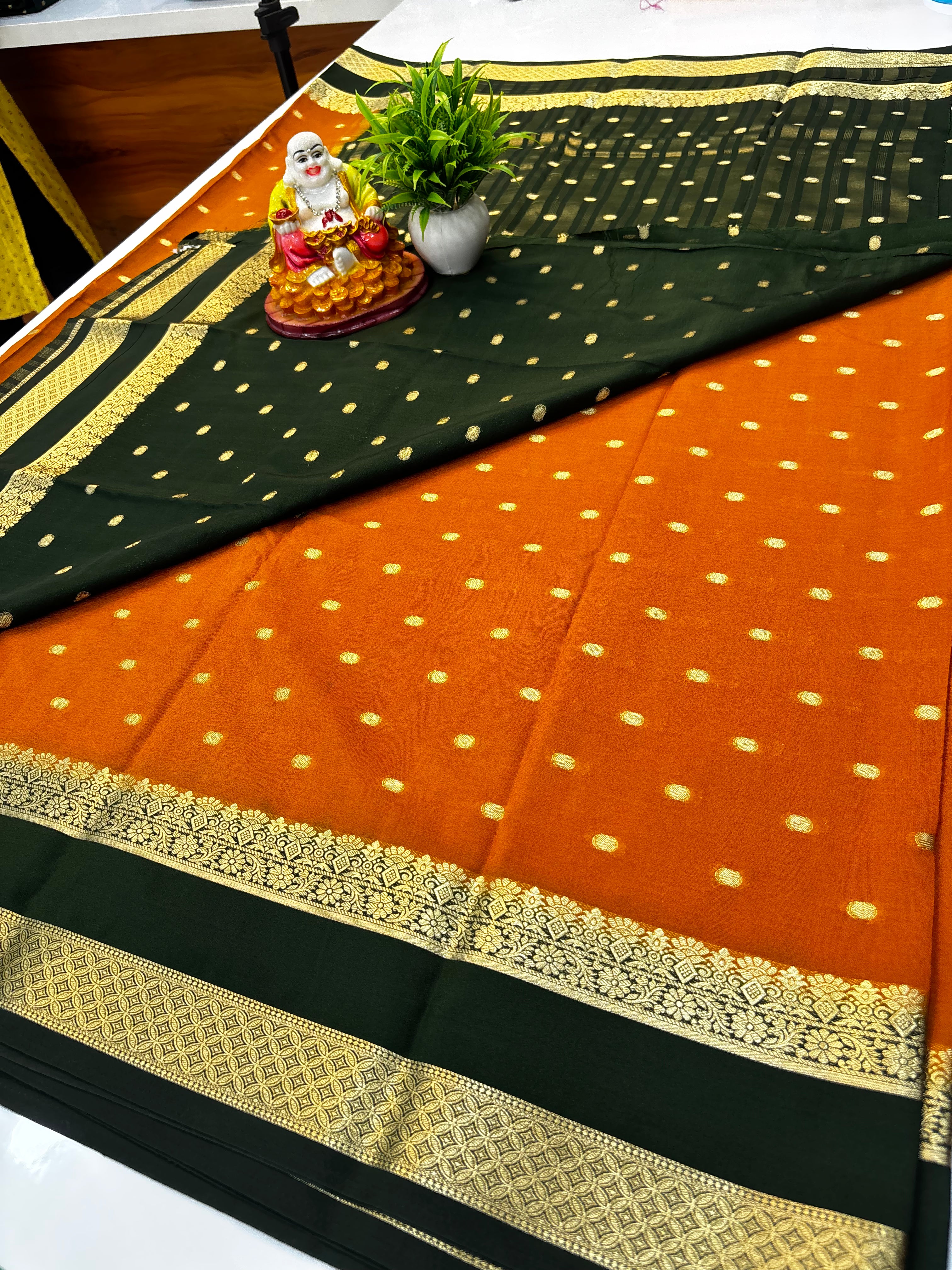 Mysore Crepe Silk Saree with Buttas & Rich Pallu | Padmavathi Silks and Sarees