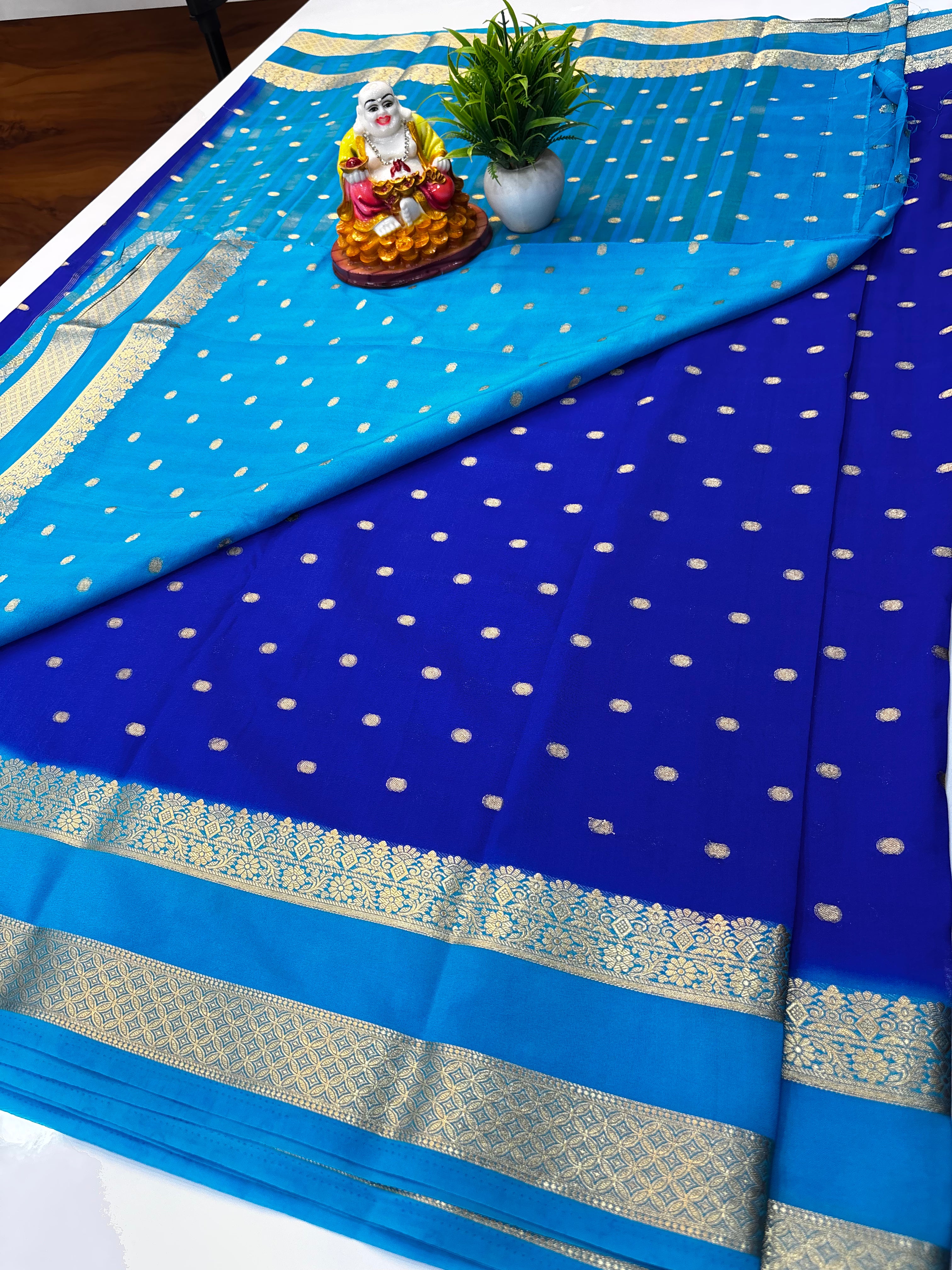 Mysore Crepe Silk Saree with Buttas & Rich Pallu | Padmavathi Silks and Sarees