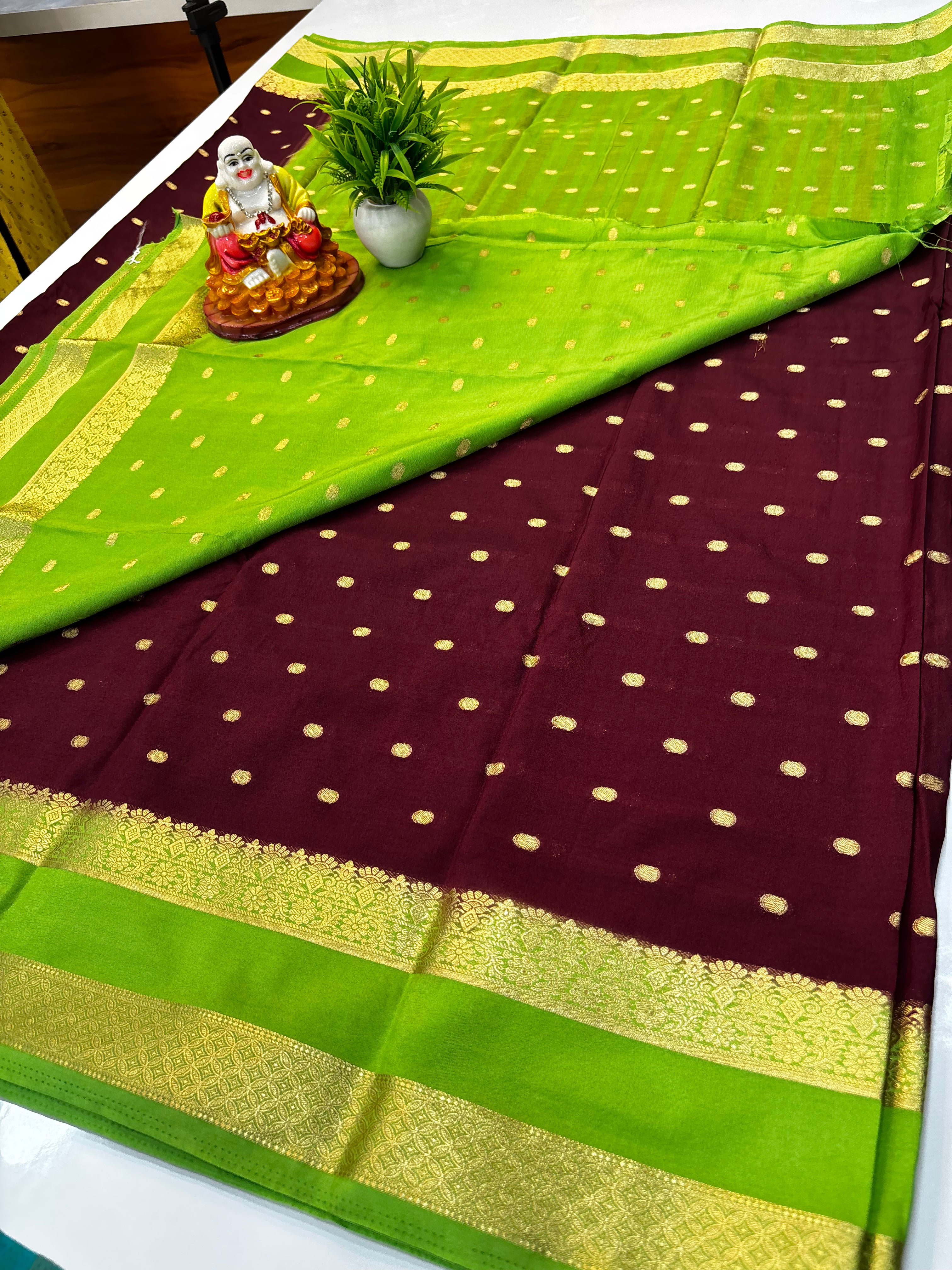 Mysore Crepe Silk Saree with Buttas & Rich Pallu | Padmavathi Silks and Sarees