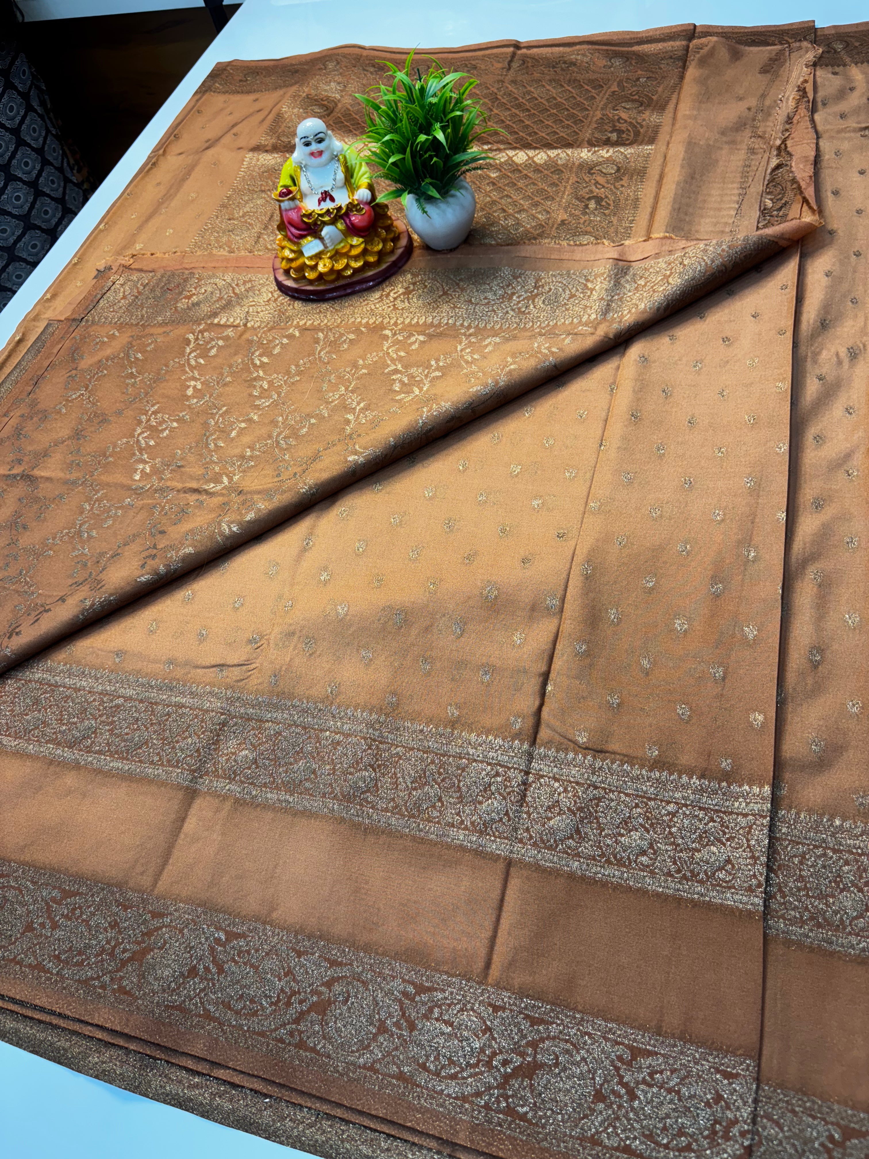 Premium Khaddi Georgette Saree with Rich Pallu & Meenakari Design Blouse