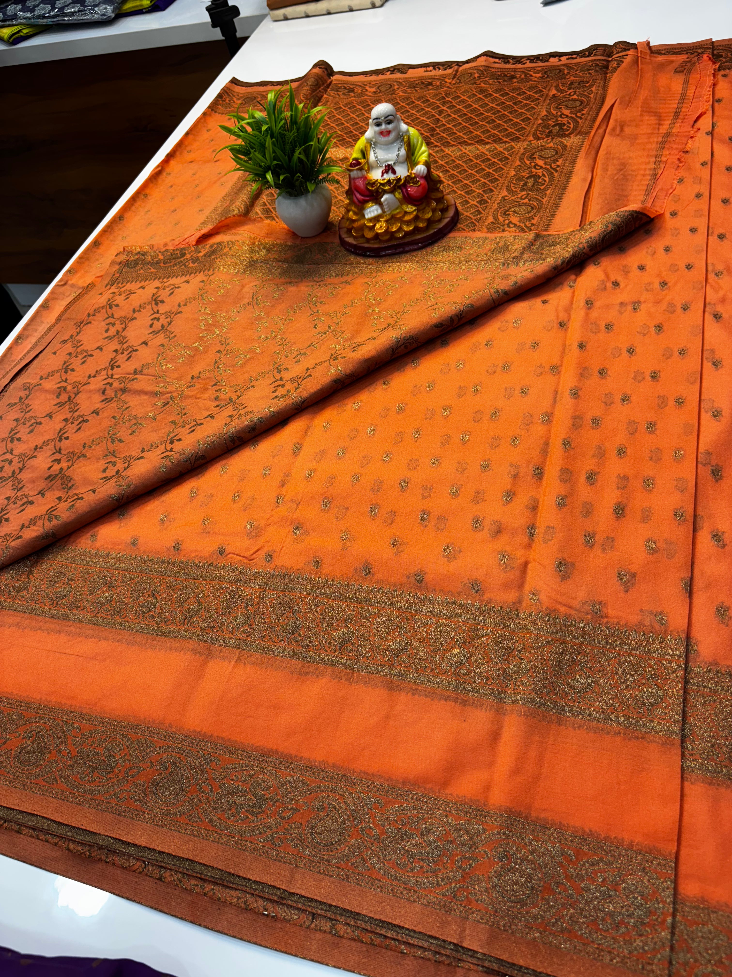 Premium Khaddi Georgette Saree with Rich Pallu & Meenakari Design Blouse
