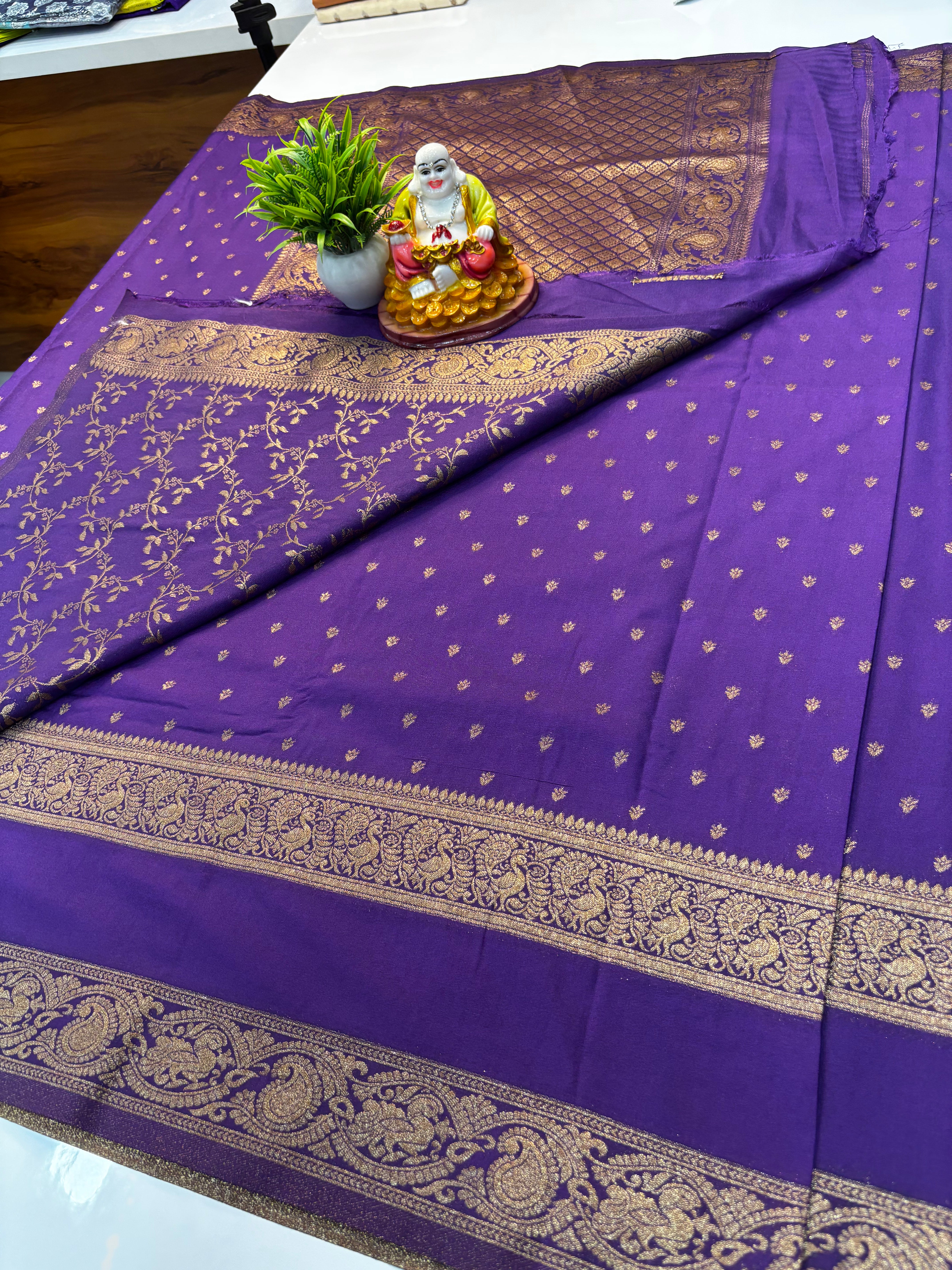 Premium Khaddi Georgette Saree with Rich Pallu & Meenakari Design Blouse