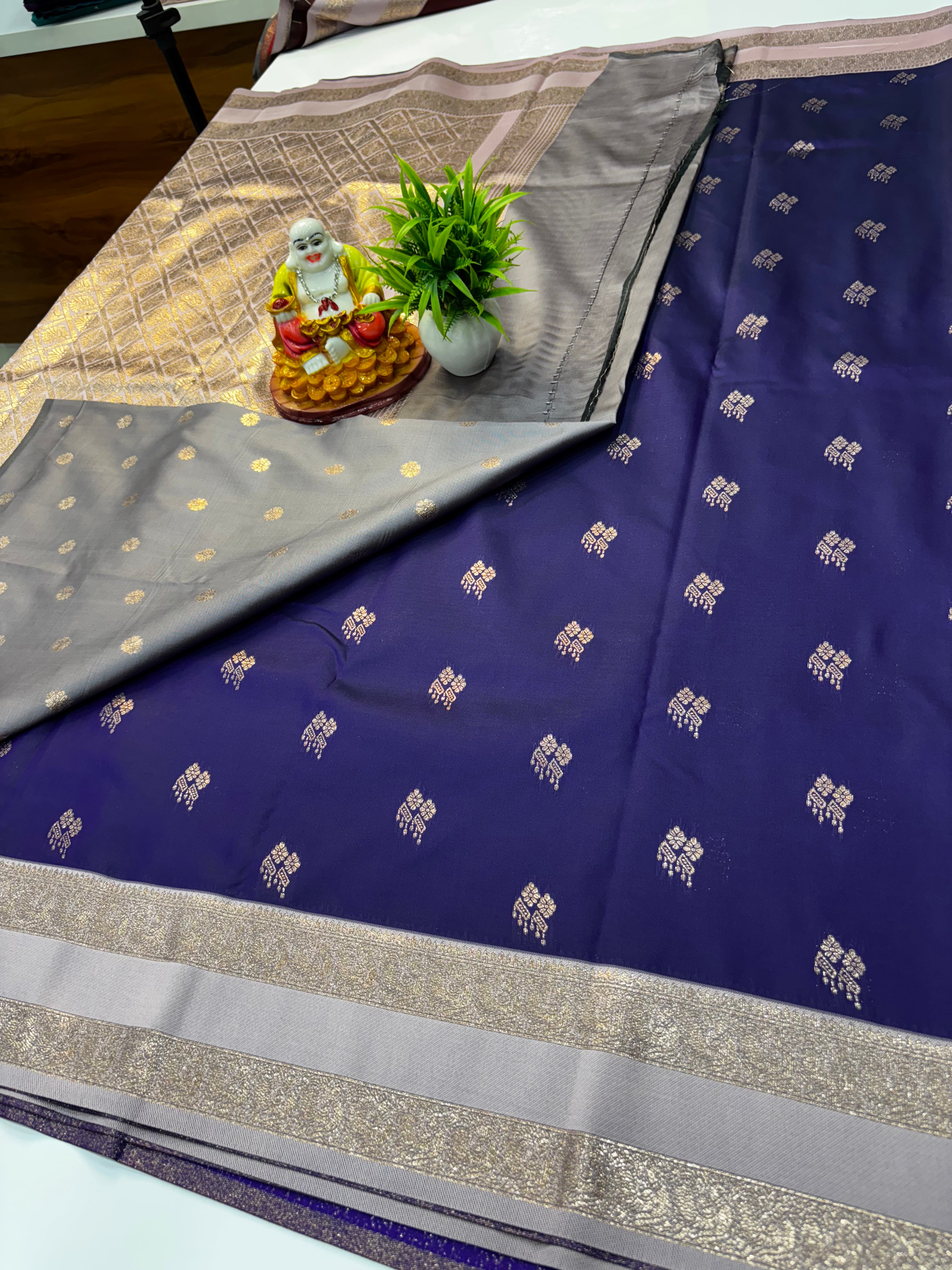 Semi Silk Saree with Rich Pallu & Butta Blouse – Elegant Traditional Wear